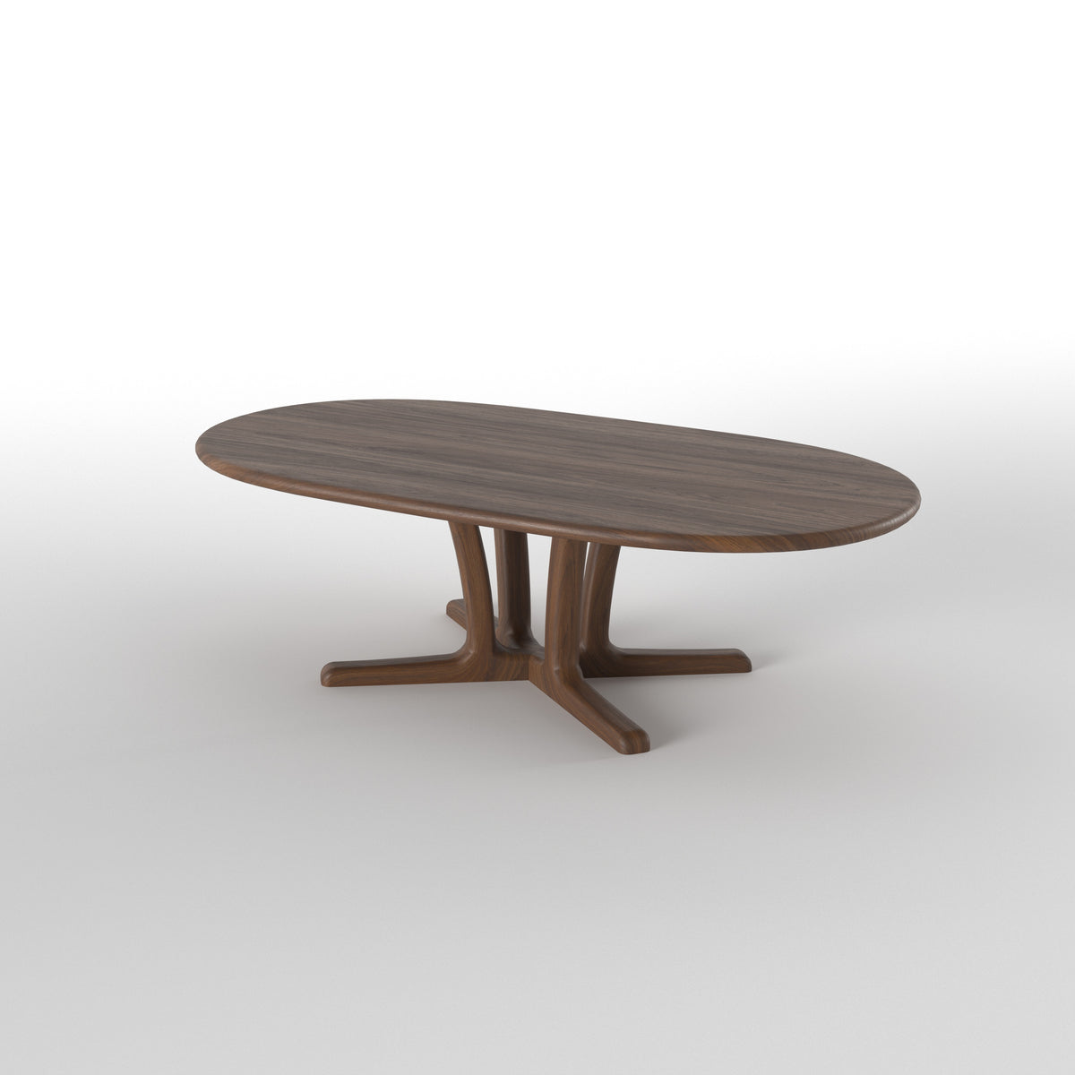 Capsule-Shaped Dining Table with Sculptural Pedestal Base