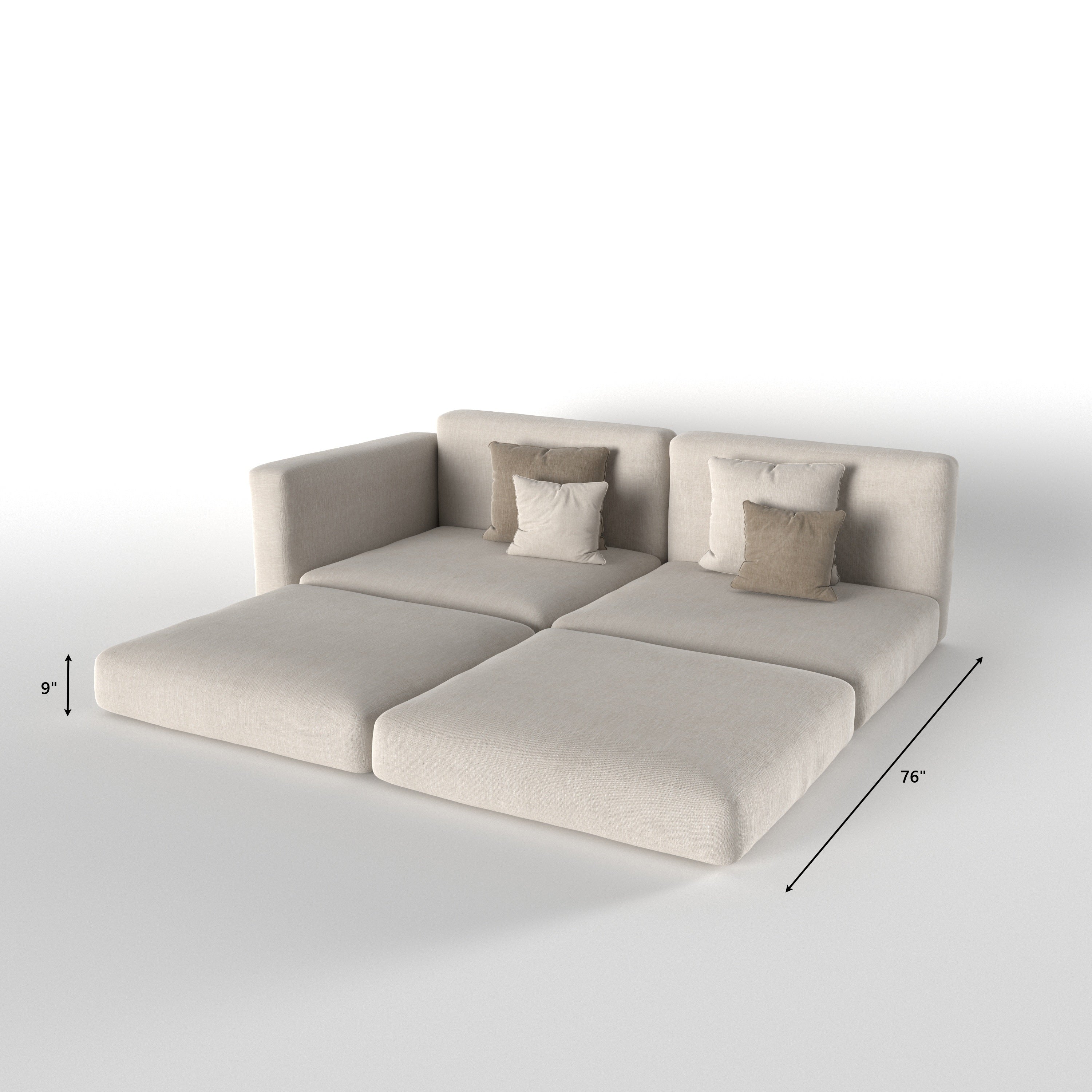 Modular Lounge Sofa with Convertible Chaise Configuration Sofa cum bed