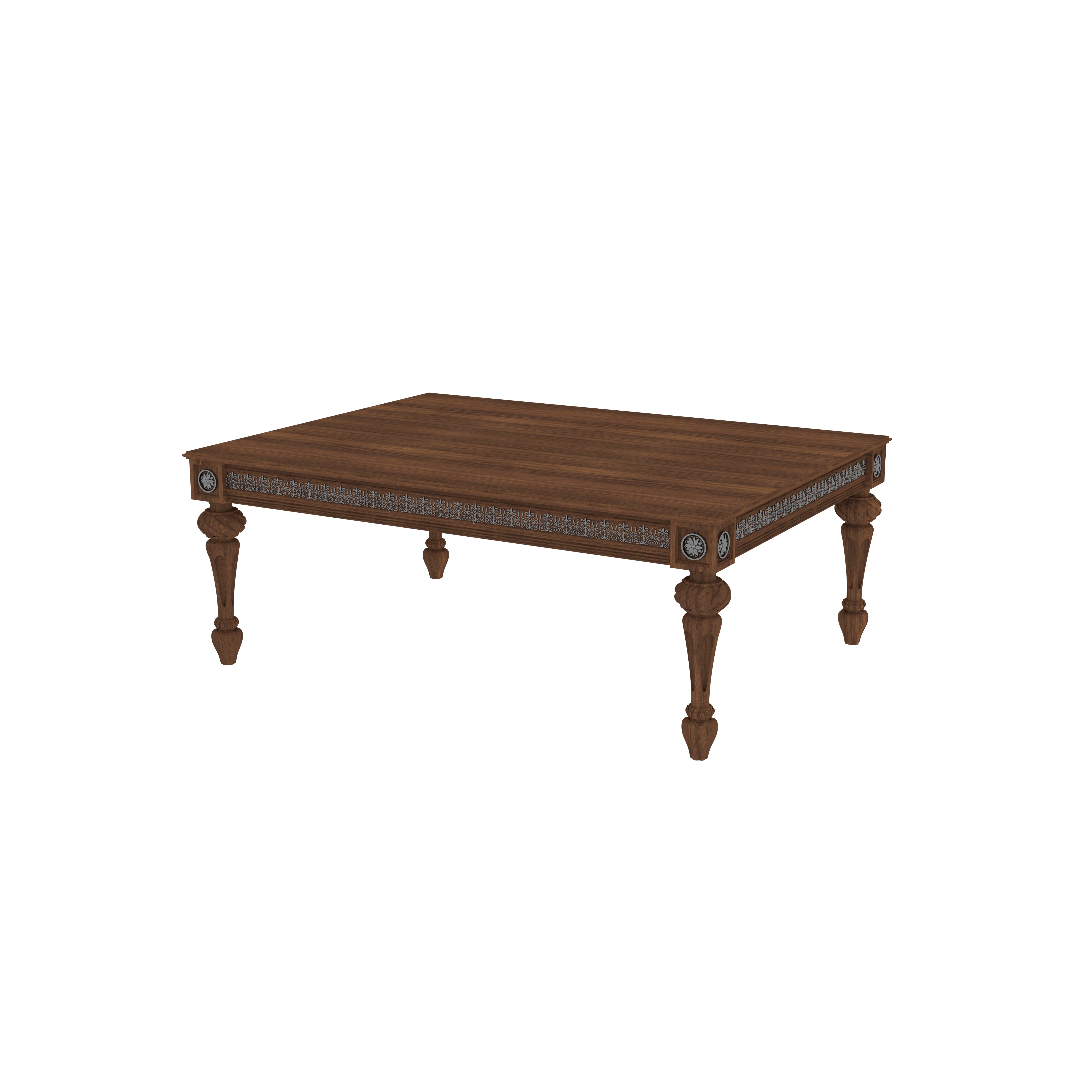 Handcrafted Wooden Dining Set - Carved Table with Red Rexine Upholstered Chairs (4 Seater) Dining Set