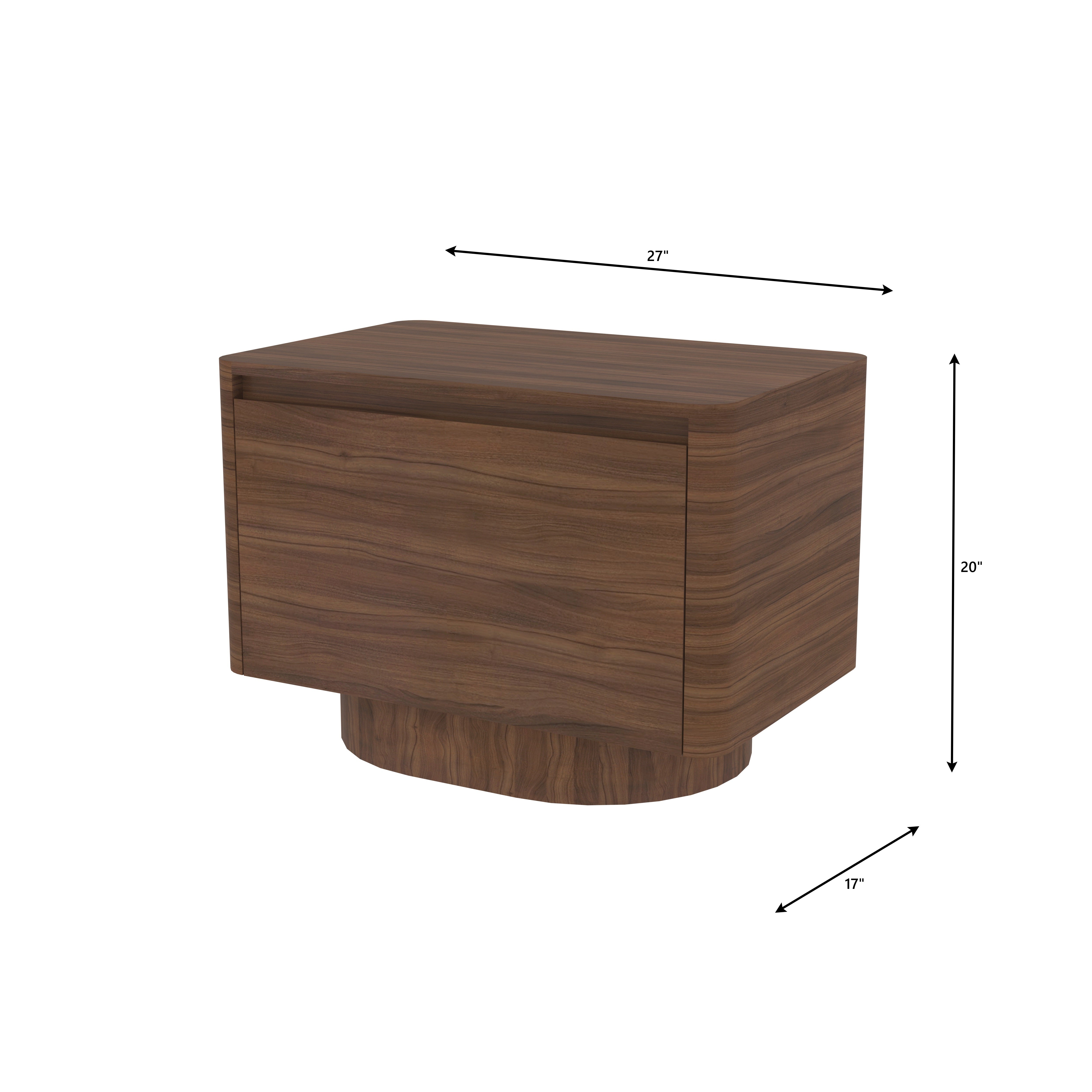Modern Solid Wood Bedside Table with Single Drawer and Curved Base Bedside