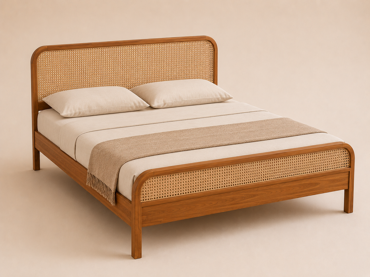 Elegant Cane Panel king size Bed Bed