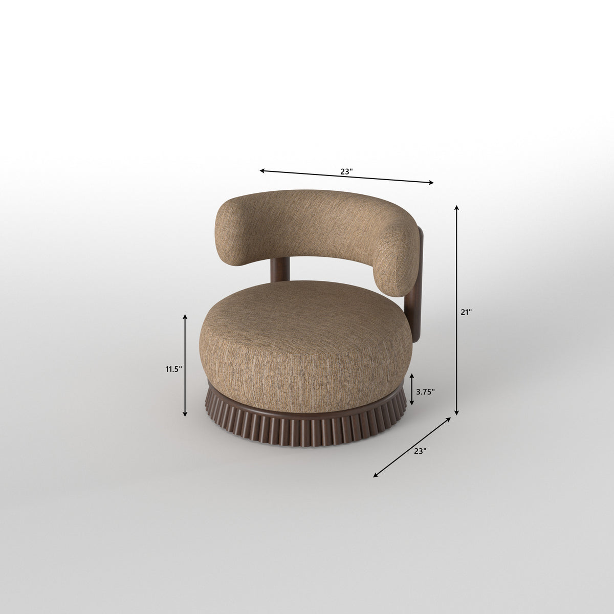 Round Dining Table with Ribbed Base and Curved Armchairs Japanese Dining Set