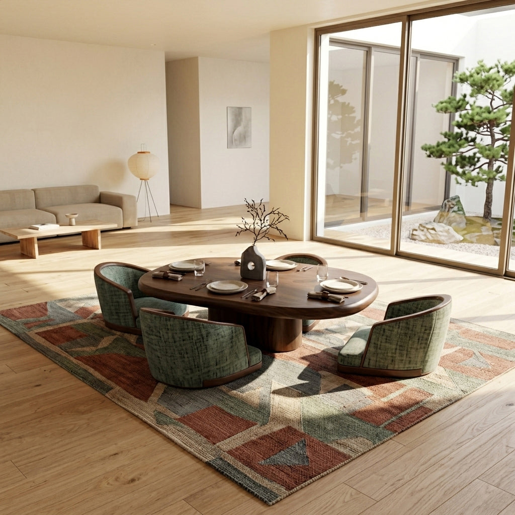 Sculptural Oval Dining Table with Central Pedestal