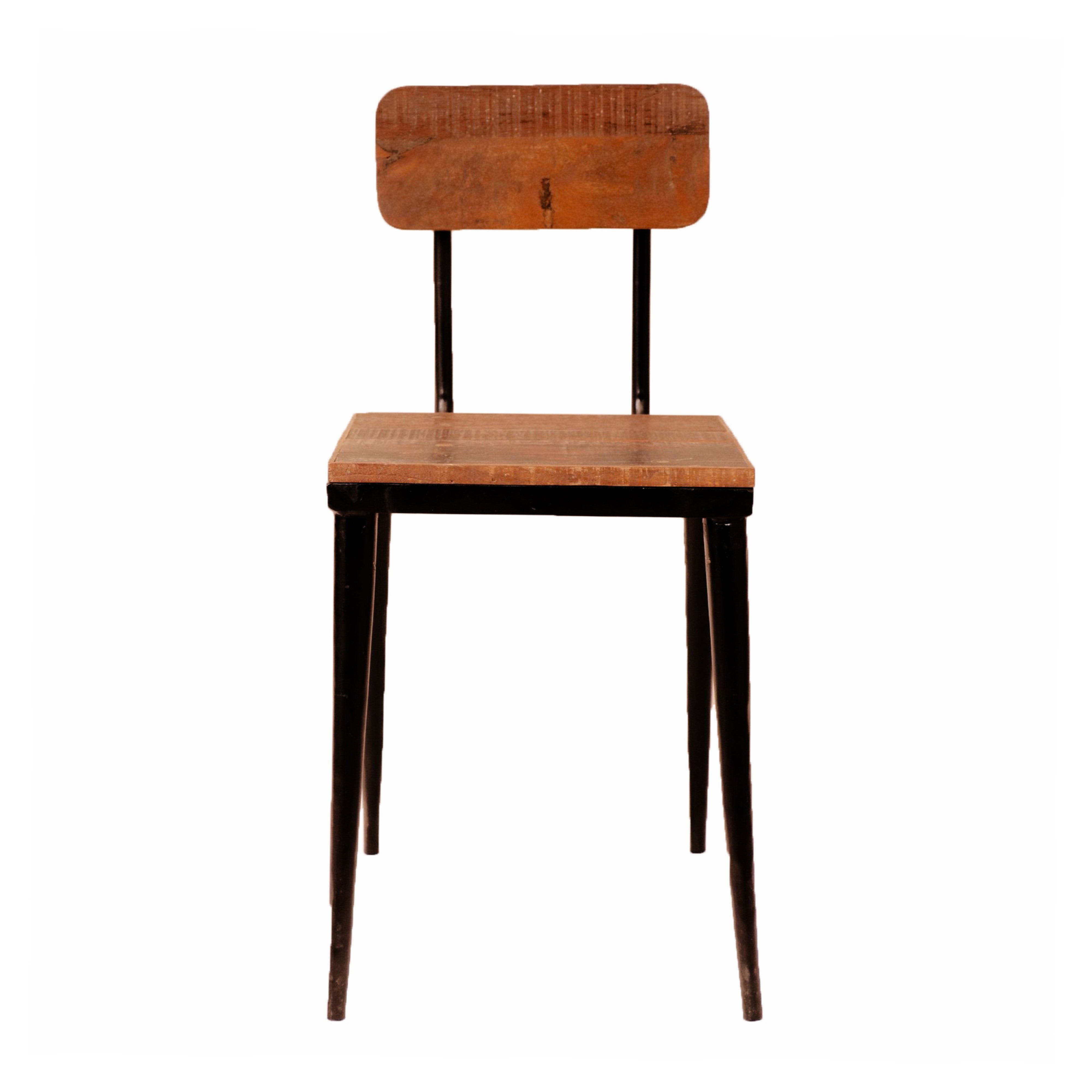 (Set of 2) Solid Backed Solid Wood Iron Chair Dining Chair