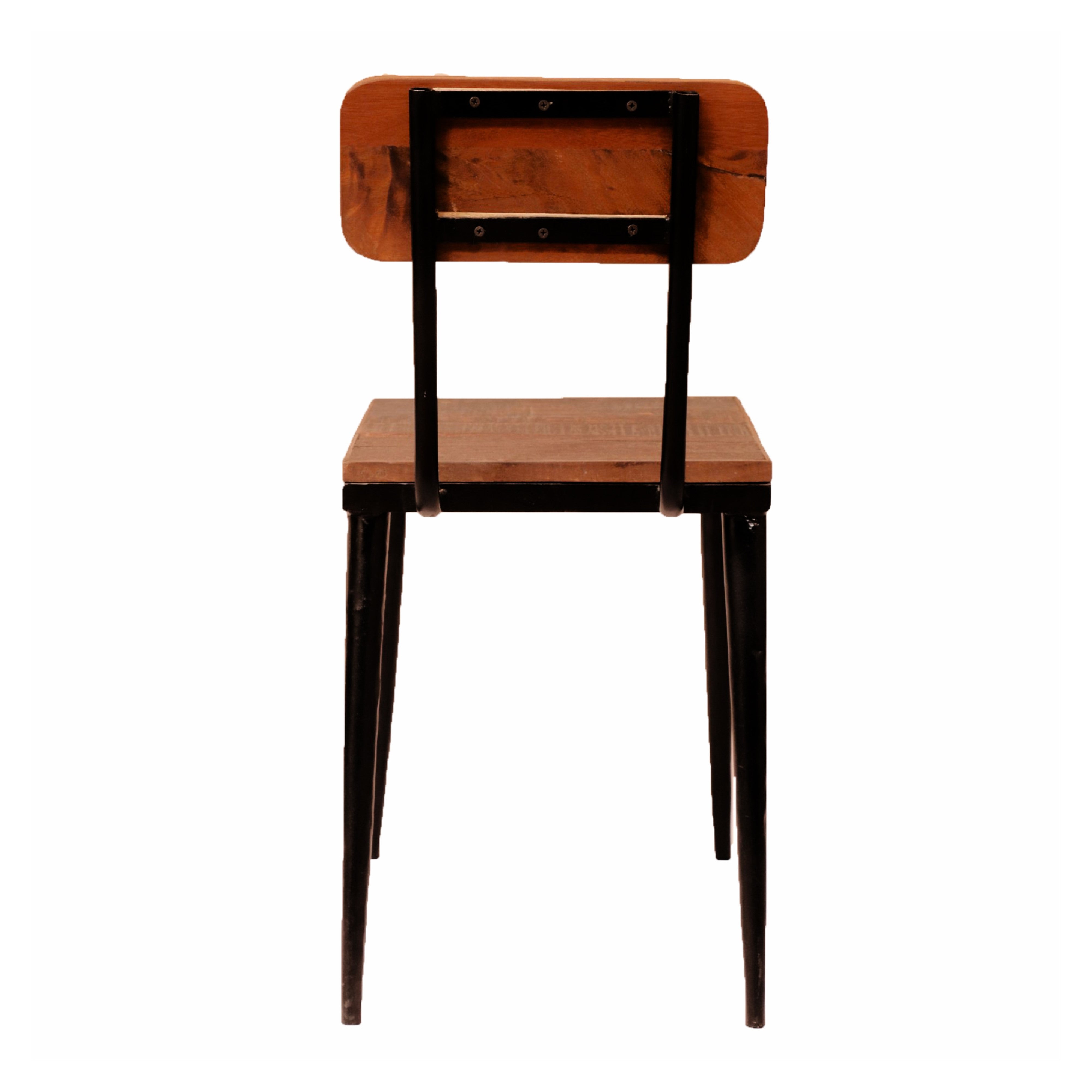 (Set of 2) Solid Backed Solid Wood Iron Chair Dining Chair