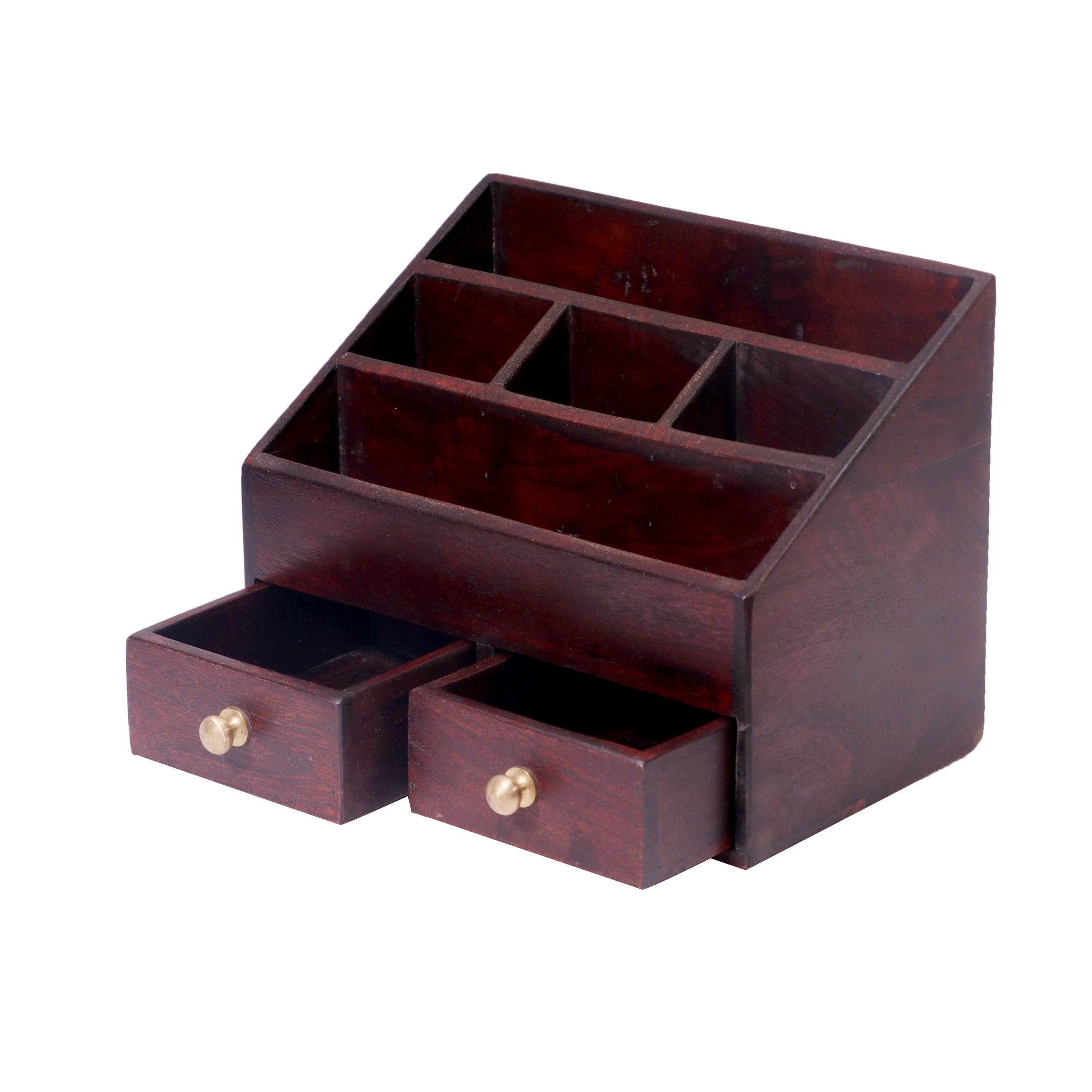 Double Drawer Multiple Slot Handmade Desk Organiser Desk Organizer