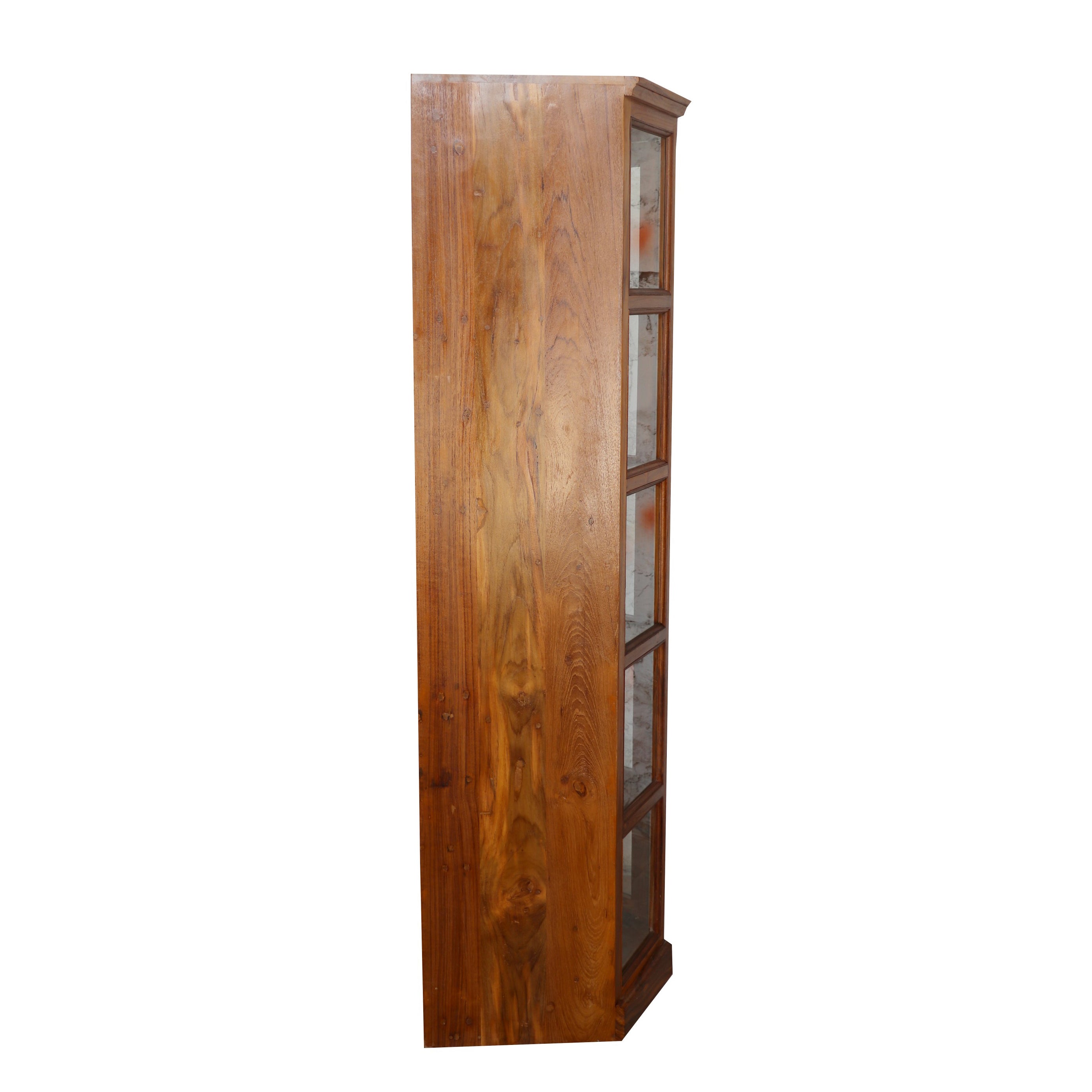 Compact long angled teak wood showcase Showcase