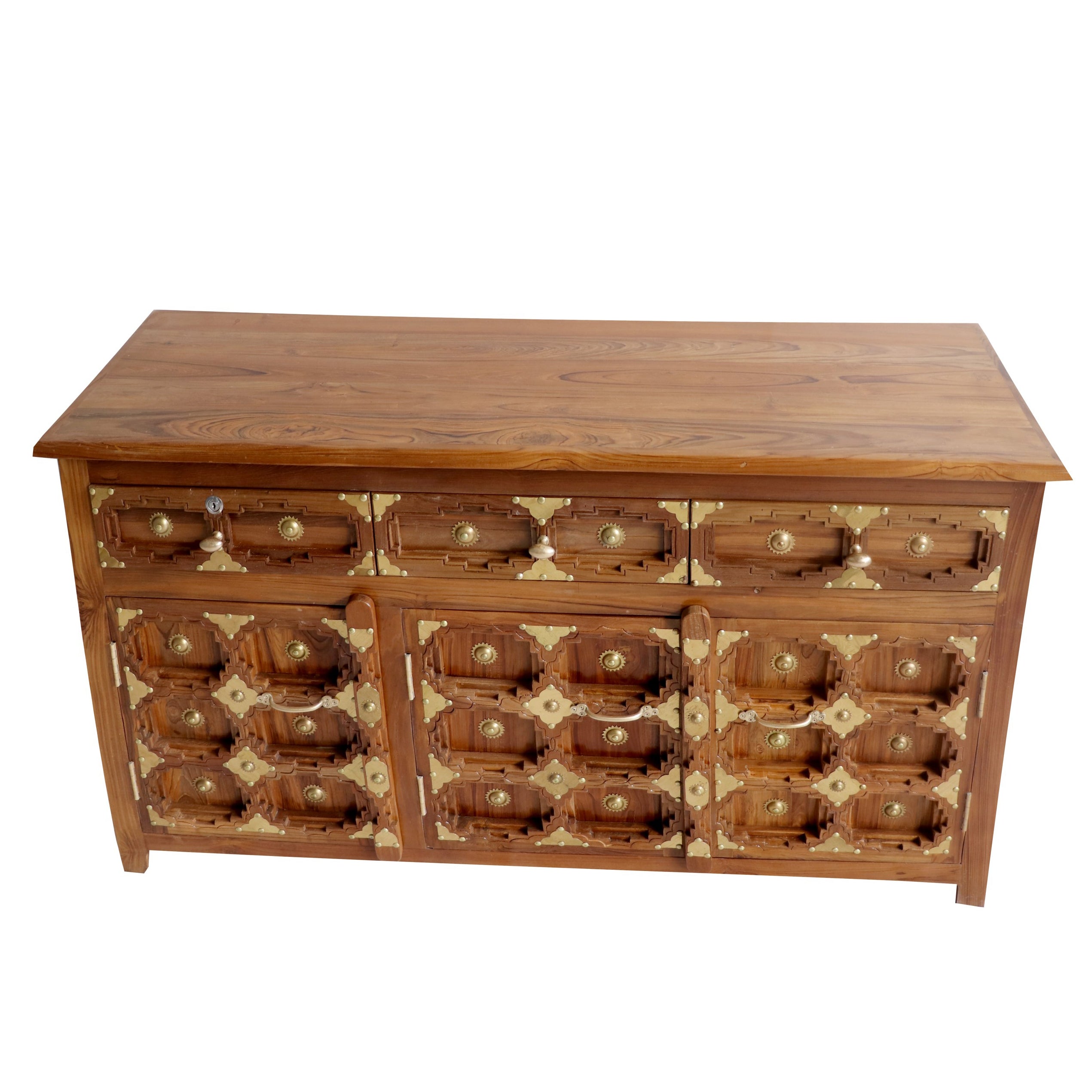 Brass work Carved Cupboard (48 x 18 x 32 Inch) Cupboard