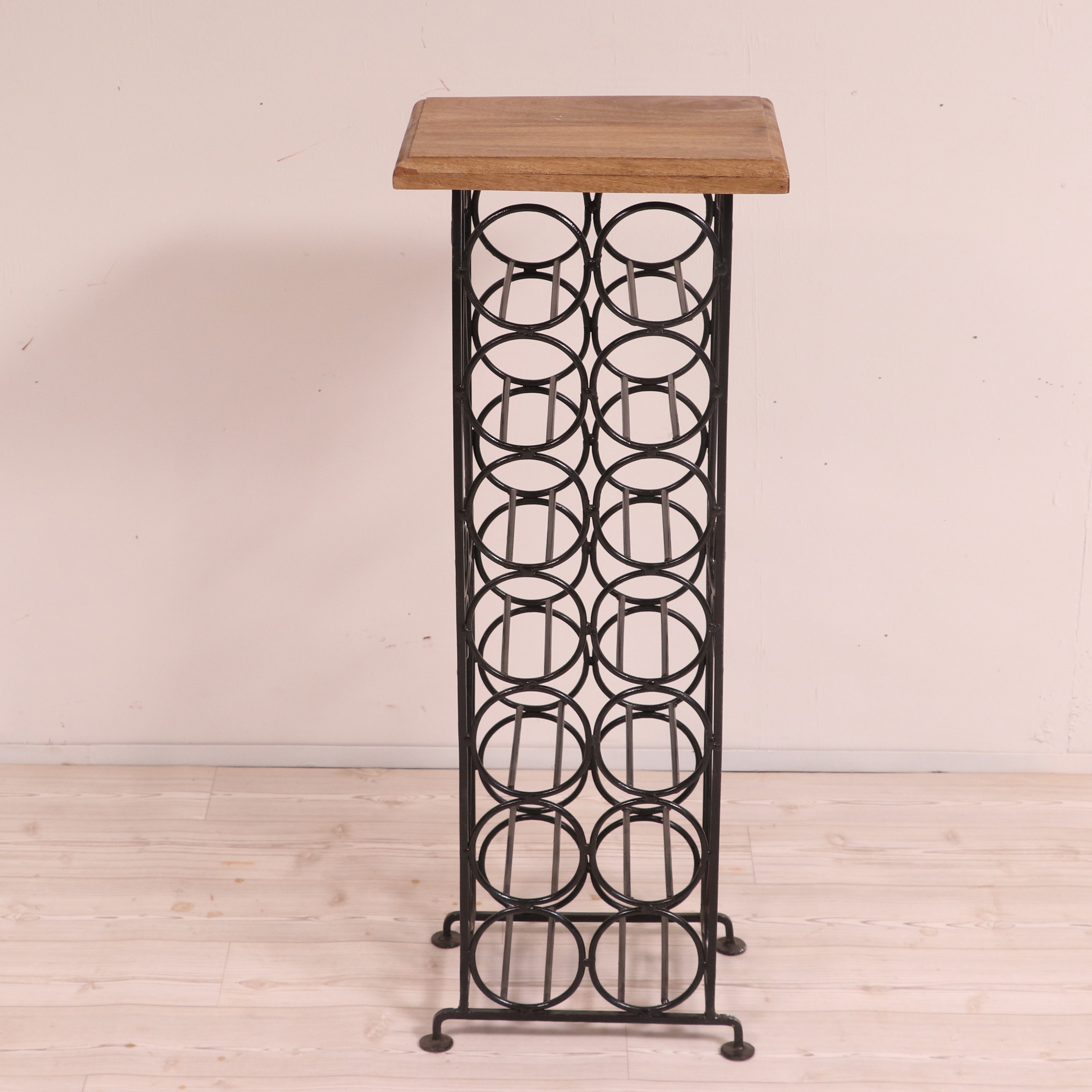 Metallic base with wooden top 14 bottles Bar Rack Bar Table