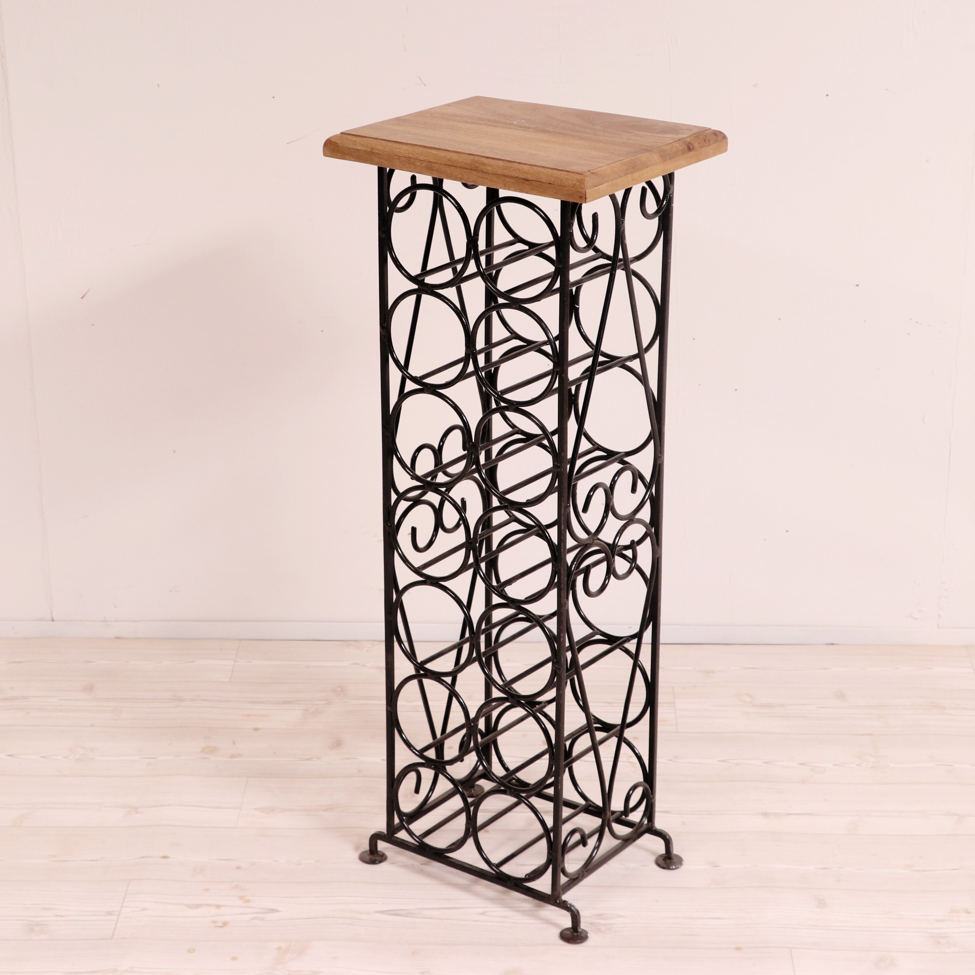 Metallic base with wooden top 14 bottles Bar Rack Bar Table