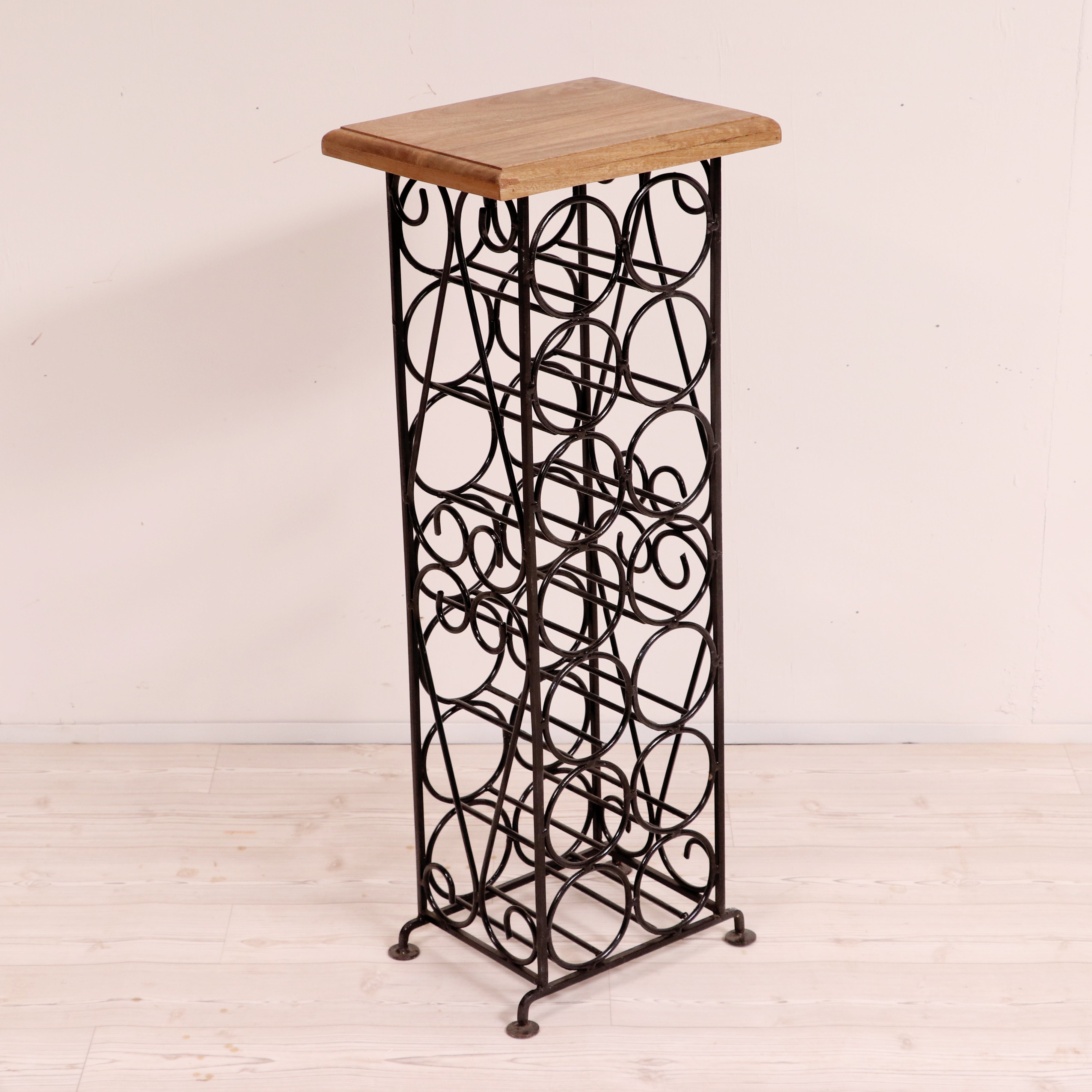 Metallic base with wooden top 14 bottles Bar Rack Bar Table