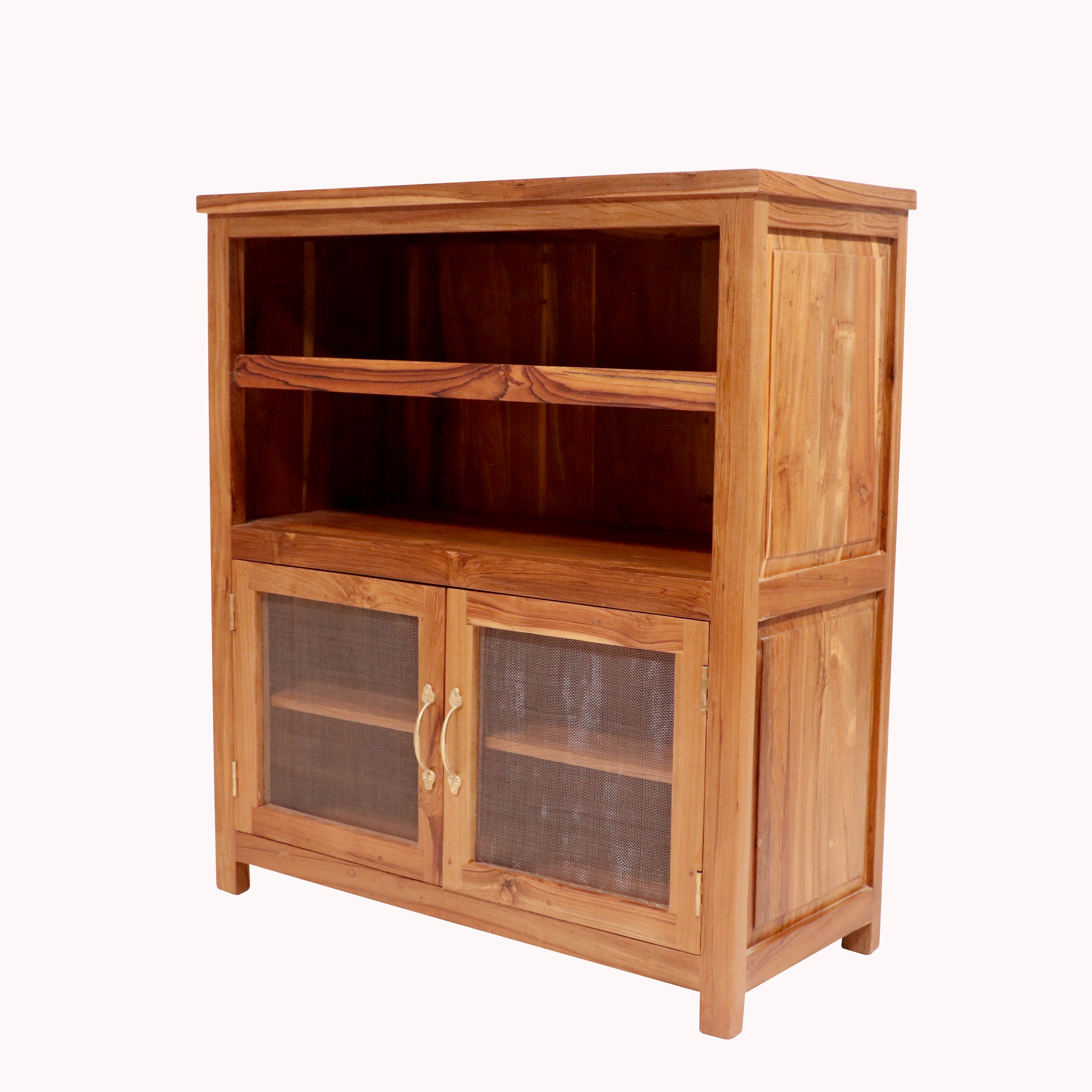 Teak wood wire mesh double door storage cupboard Cupboard