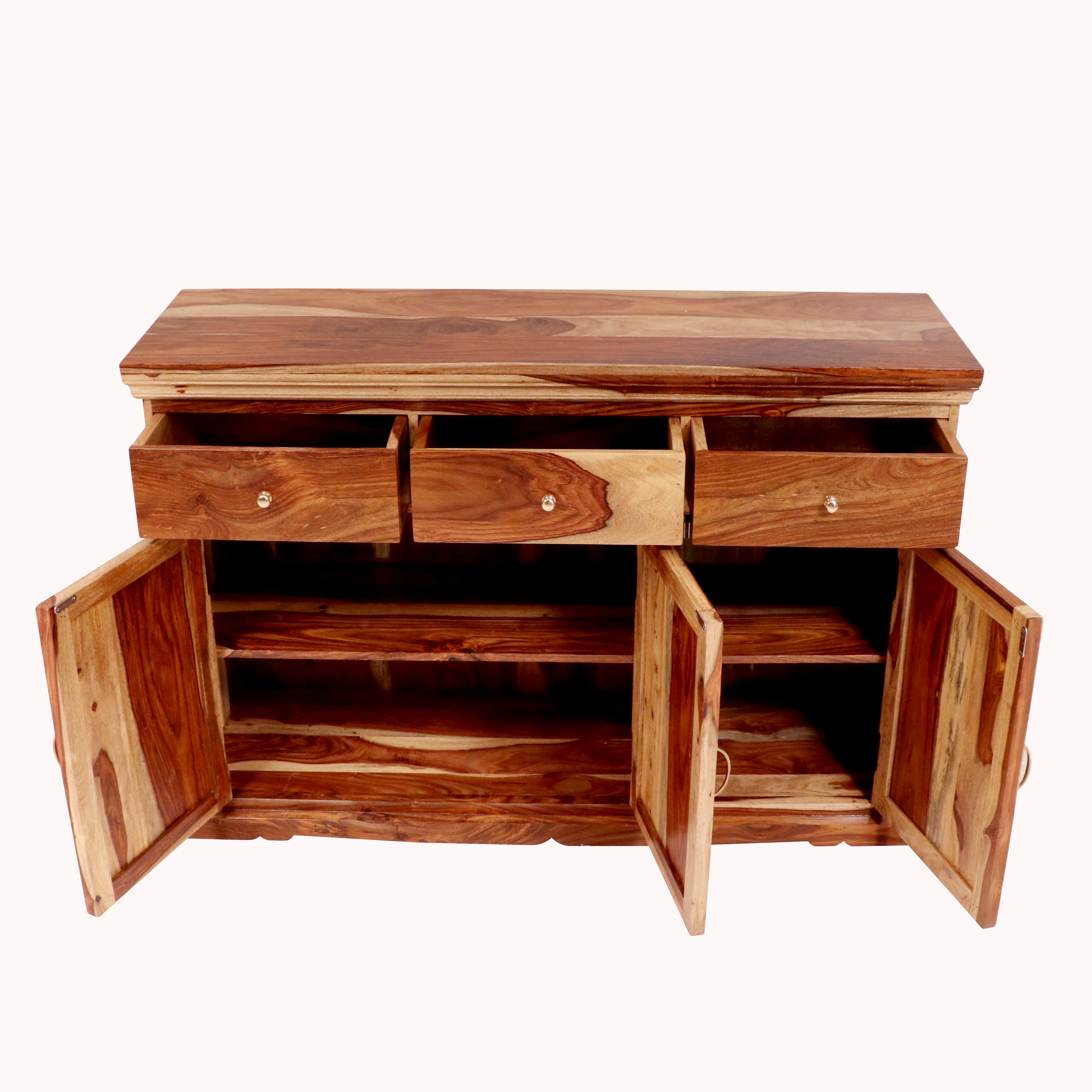 Sheesham wood honey tone 3 door multi purpose sideboard Cupboard