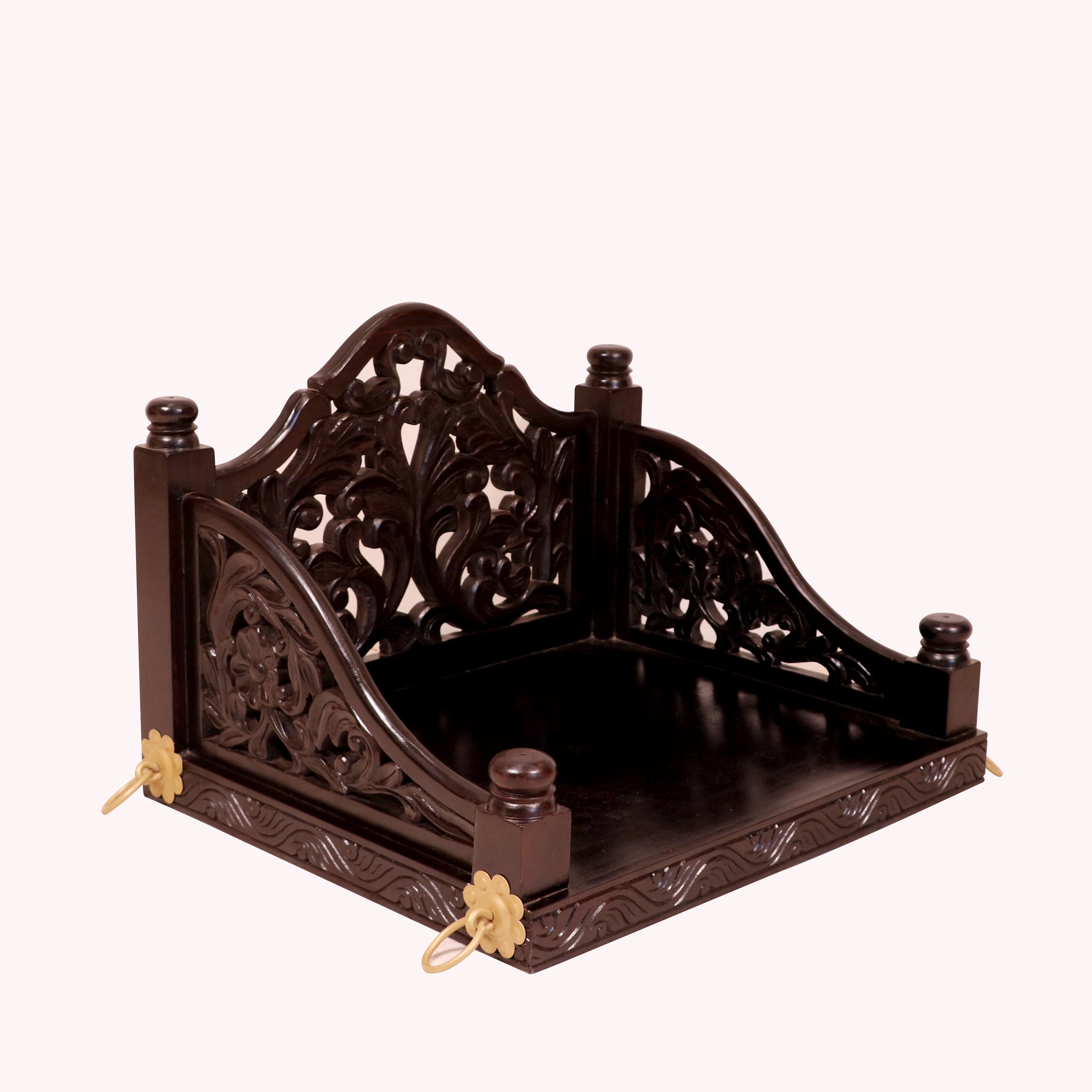 Dark tone carved single seater swing Swing