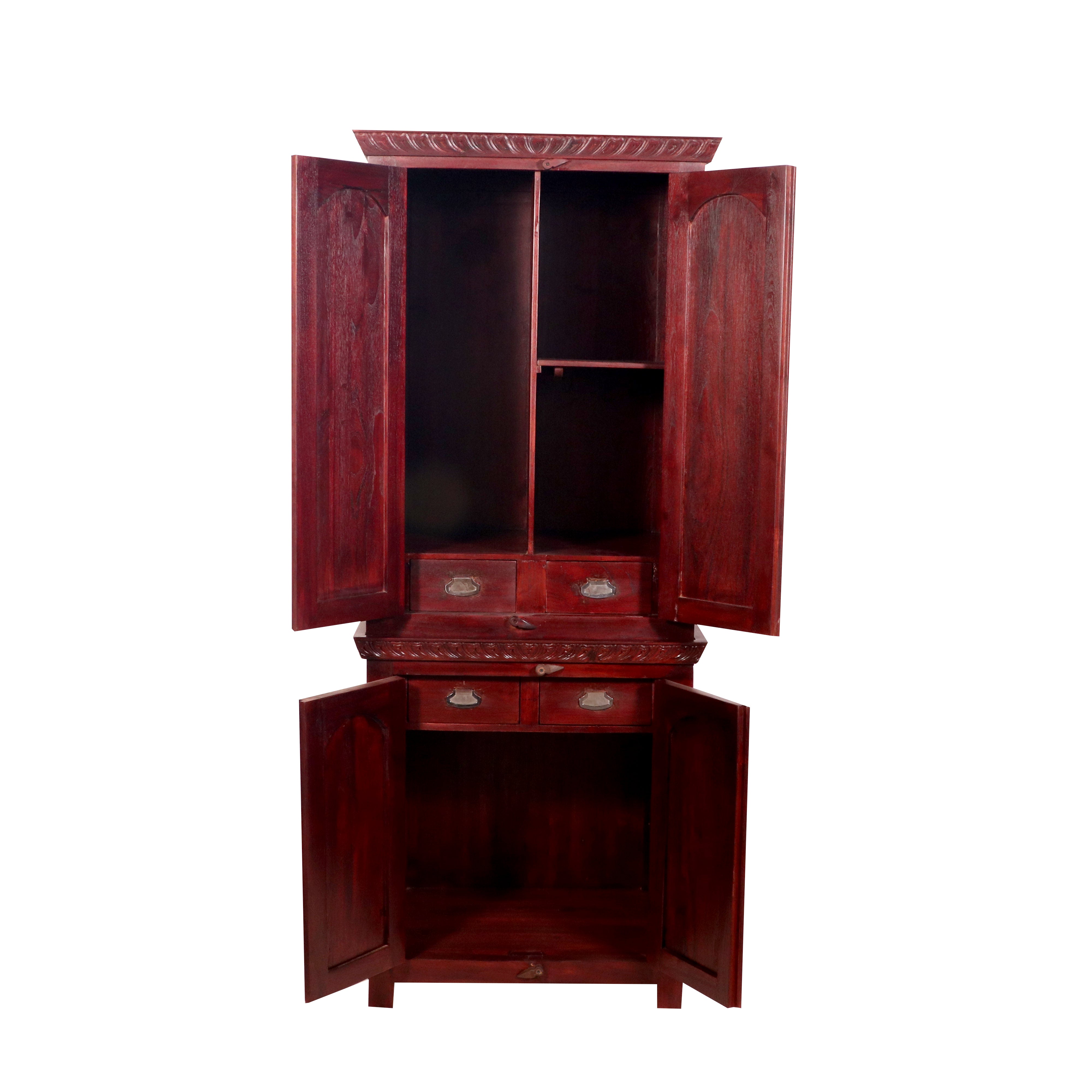 Solid teak 2-Part Long Wardrobe Wardrobe