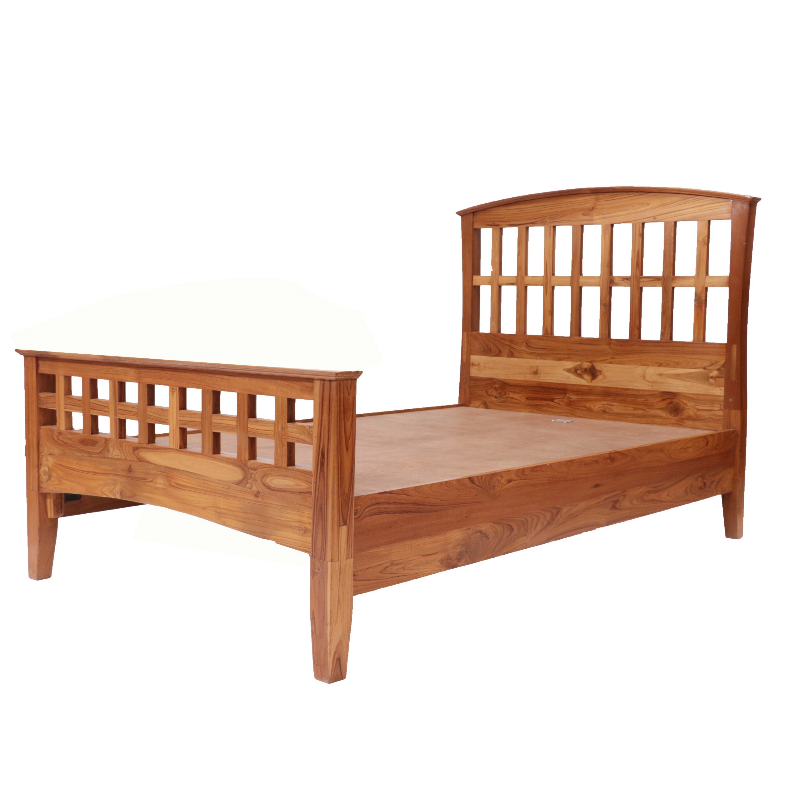 Solid Wood Single Bed in Light Brown Finish (Teak wood) Bed