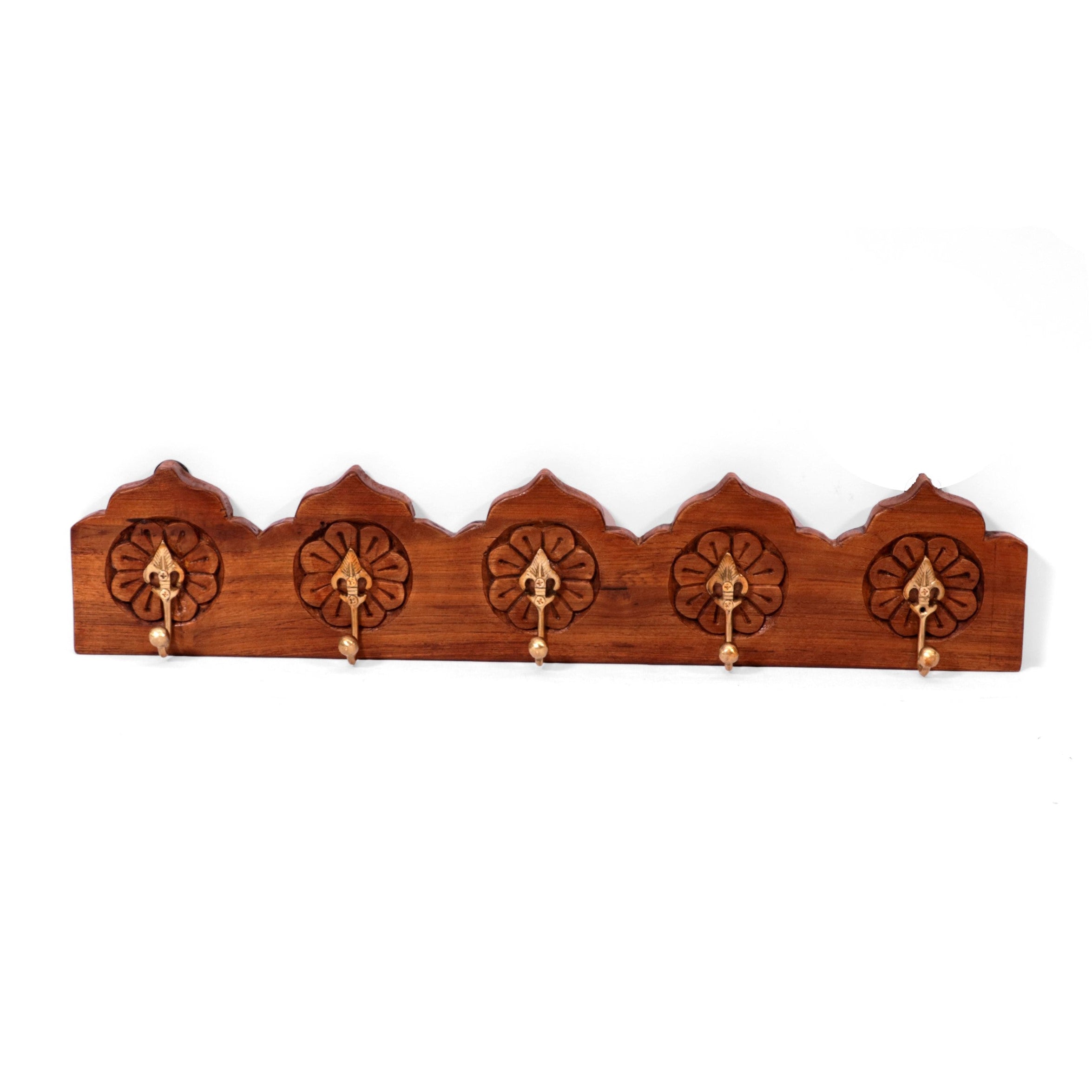 Premium Wooden 5 Brass Hook Hook