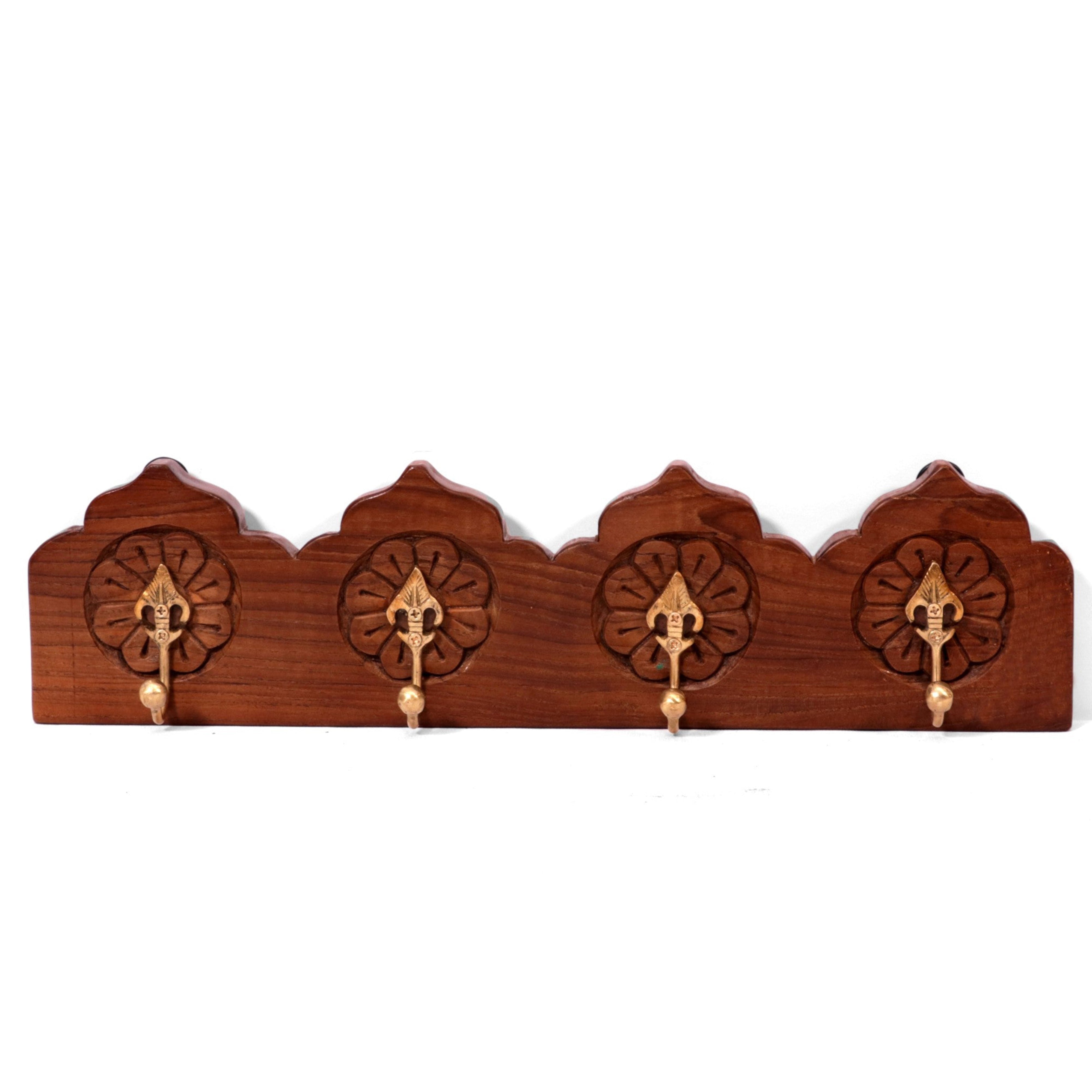 Premium Wooden 4 Brass Hook Hook