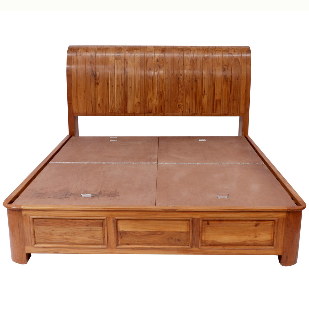 Teak Sleigh Double Bed