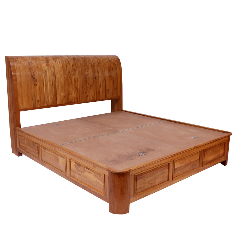 Teak Sleigh Double Bed
