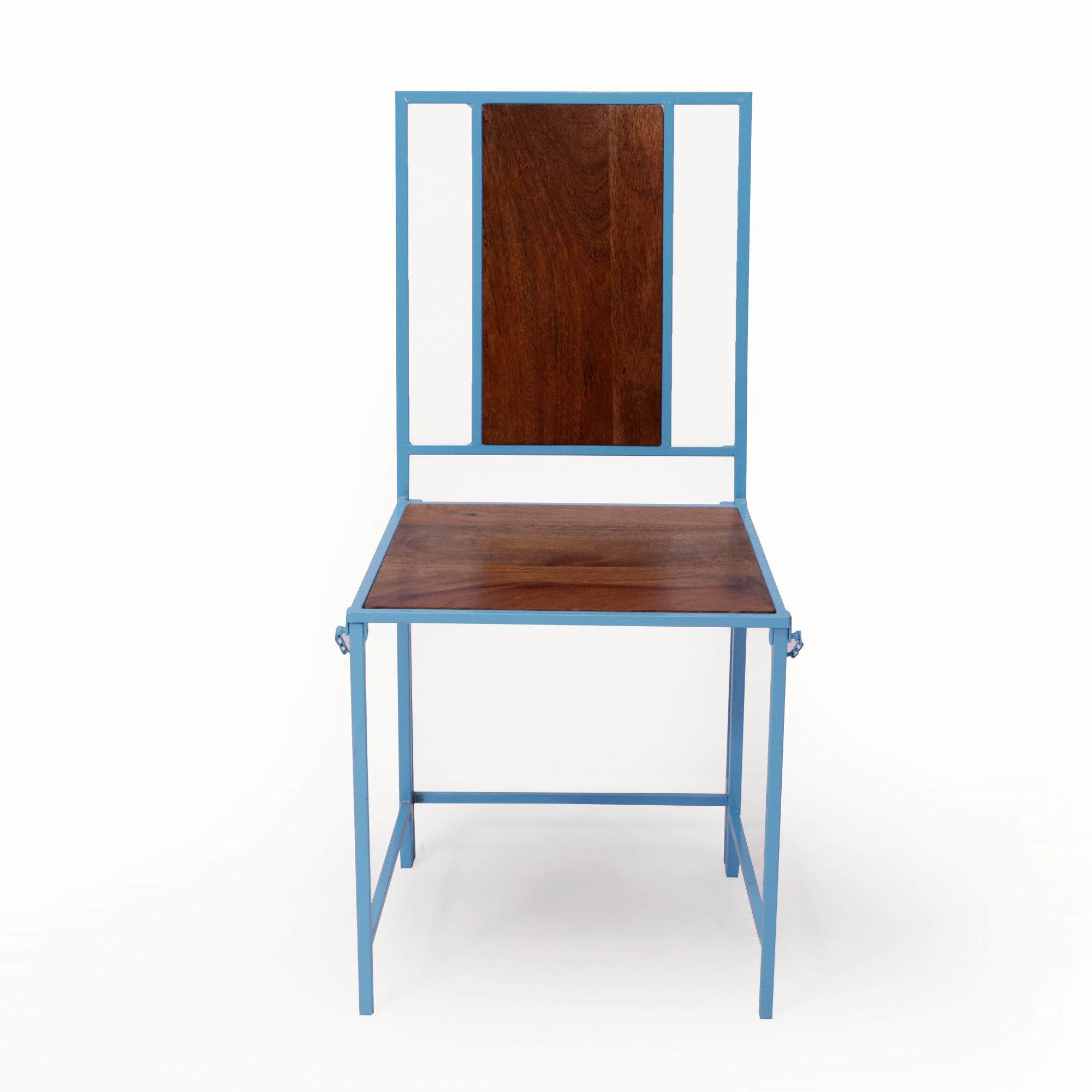 (Set of 2) Blue Wooden Metallic Dinning Folding Chair Dining Chair