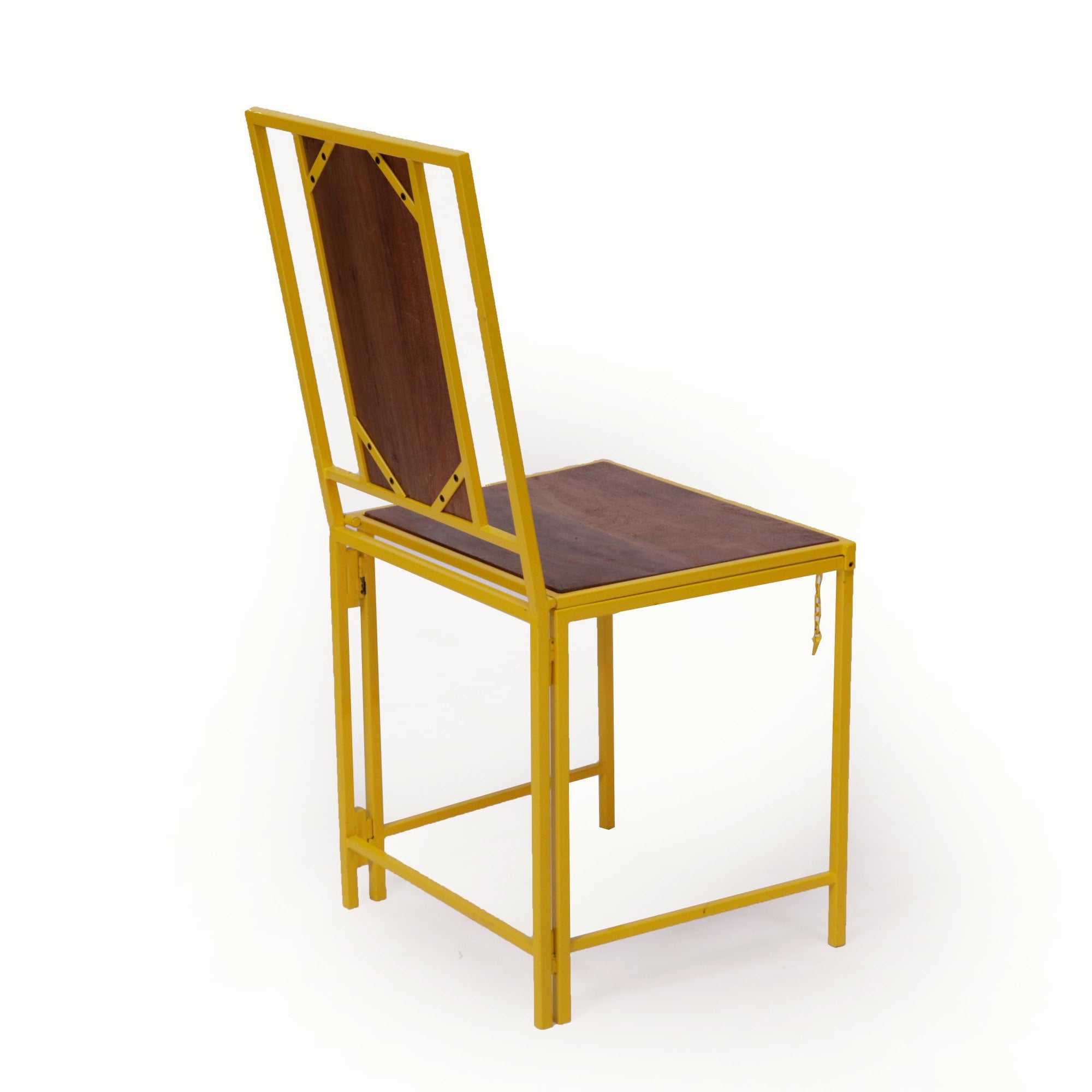 (Set of 2) Yellow Wooden Metallic Dinning Folding Chair Dining Chair