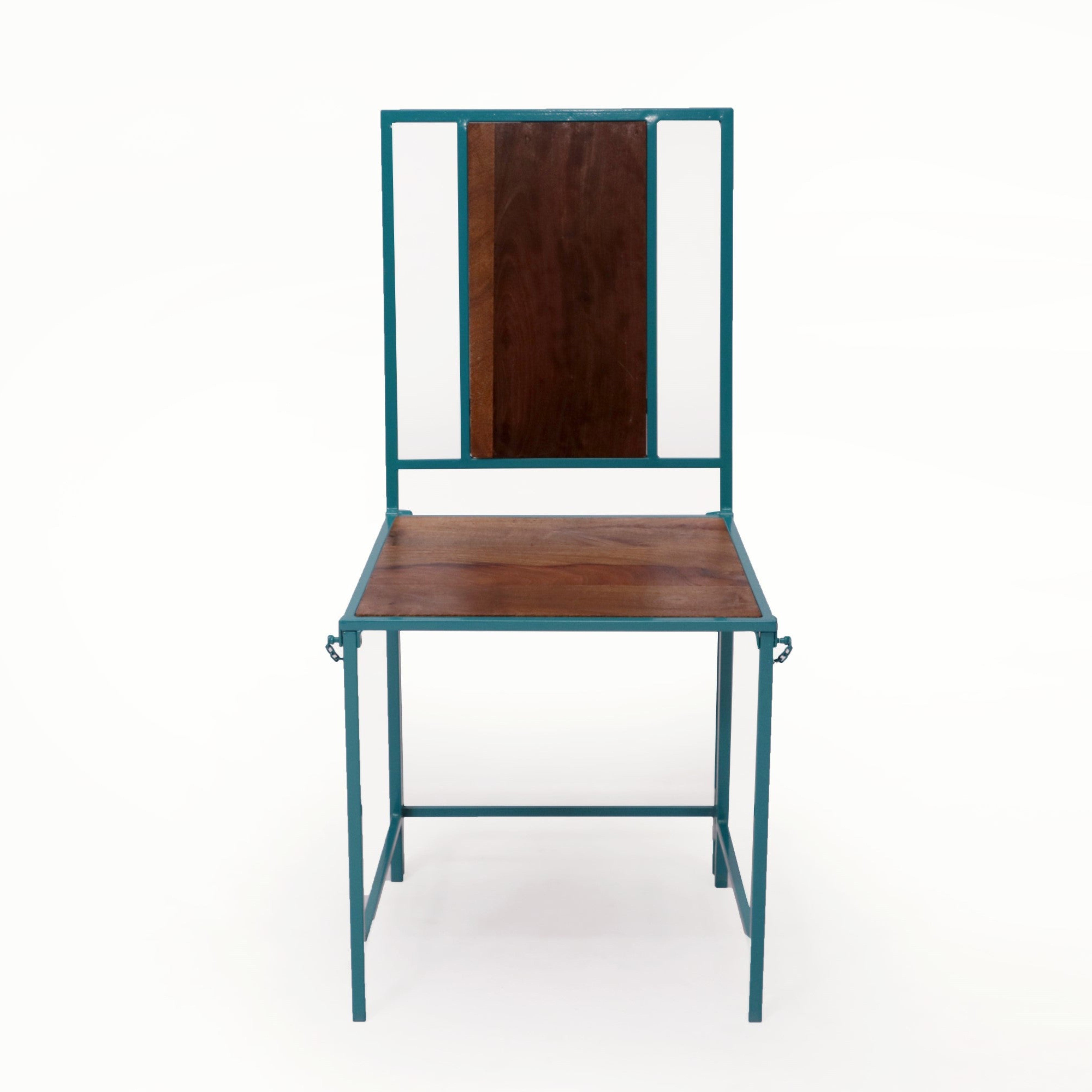 (Set of 2) Sea Green Wooden Metallic Dinning Folding Chair Dining Chair