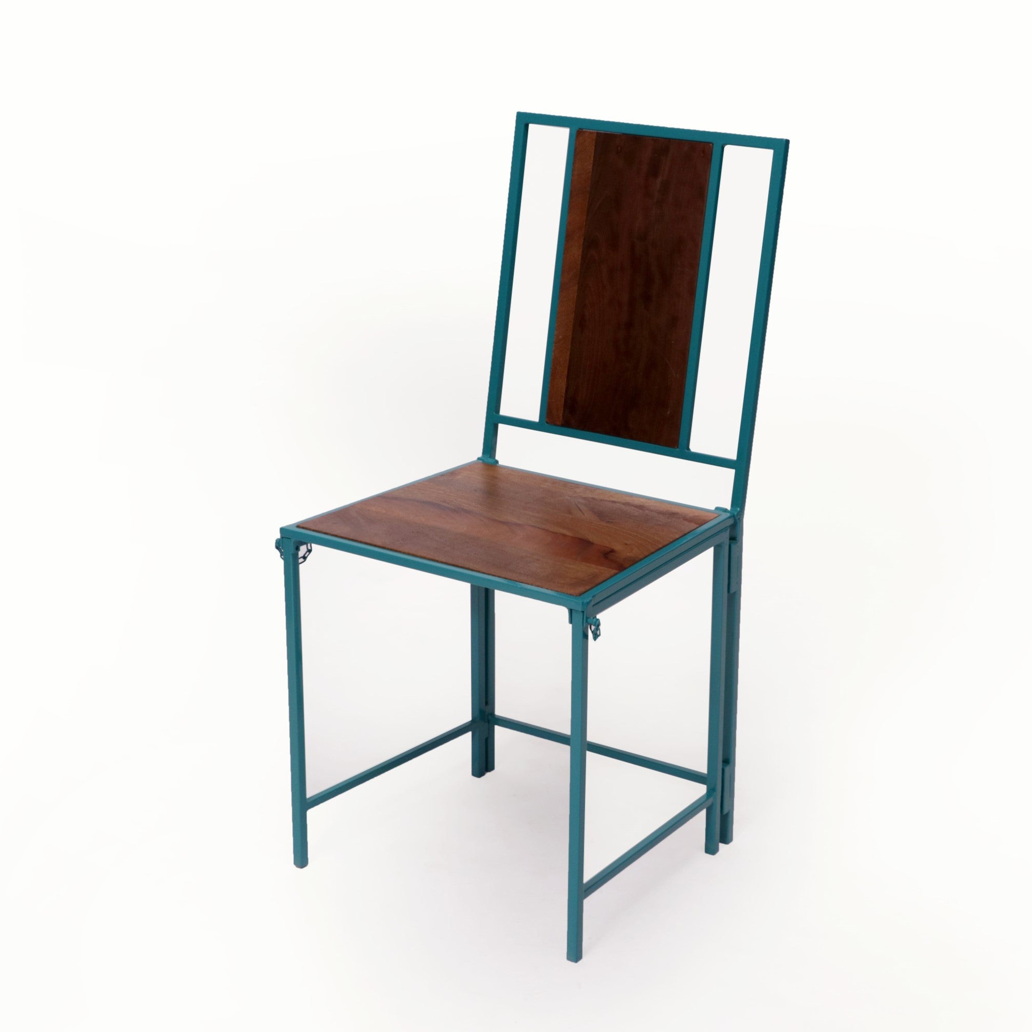 (Set of 2) Sea Green Wooden Metallic Dinning Folding Chair Dining Chair