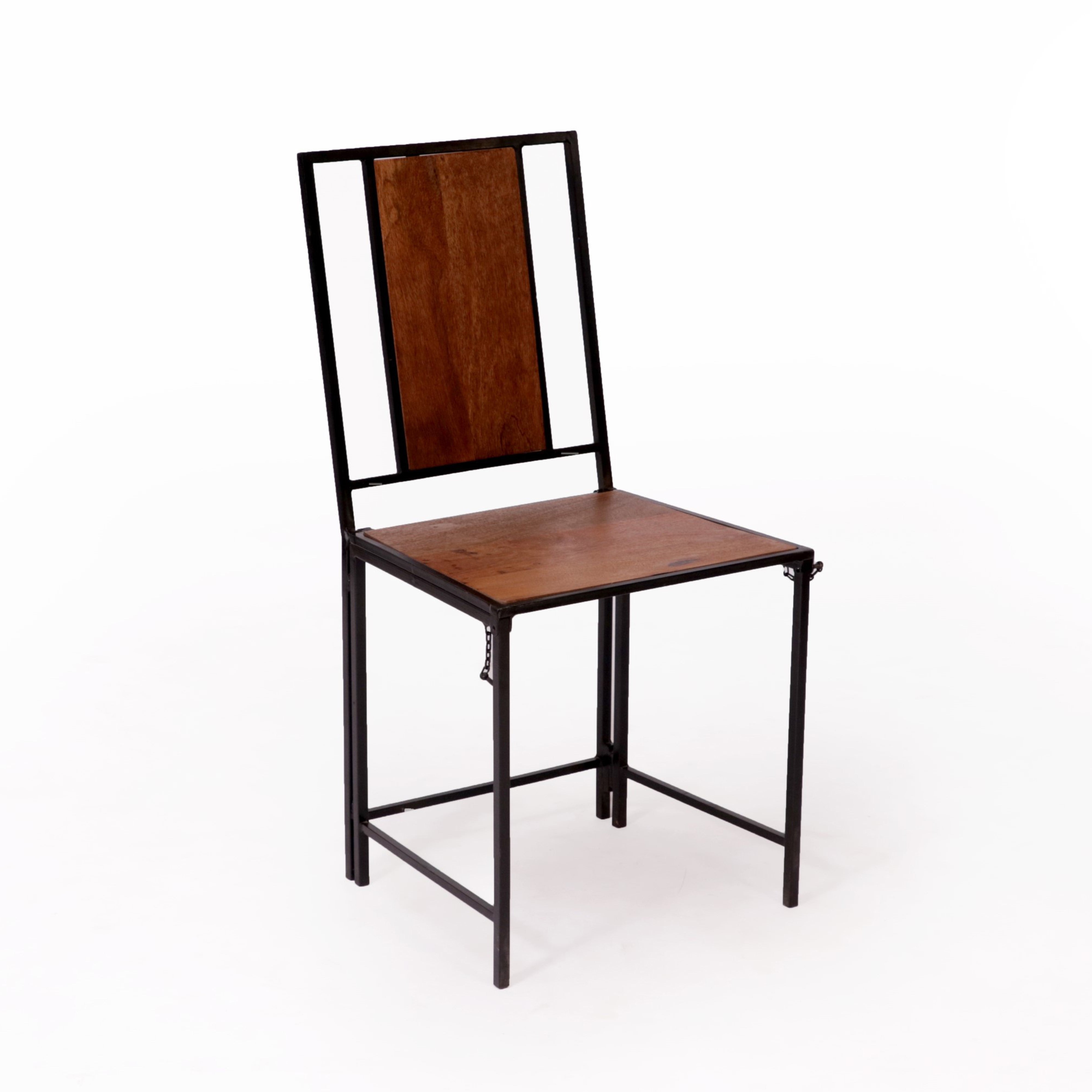 (Set of 2) Black Wooden Metallic Dinning Folding Chair Dining Chair