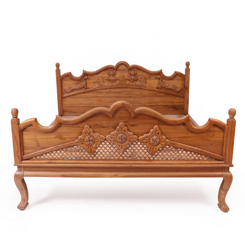 Teak Wood Light Brown-Finish Bed