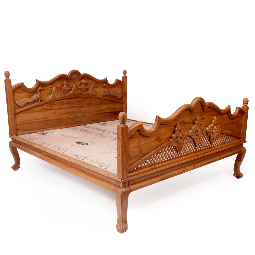 Teak Wood Light Brown-Finish Bed