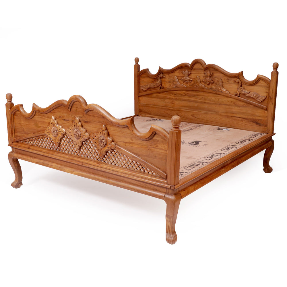 Teak Wood Light Brown-Finish Bed