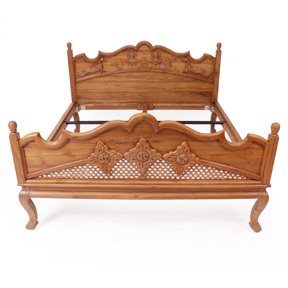 Teak Wood Light Brown-Finish Bed