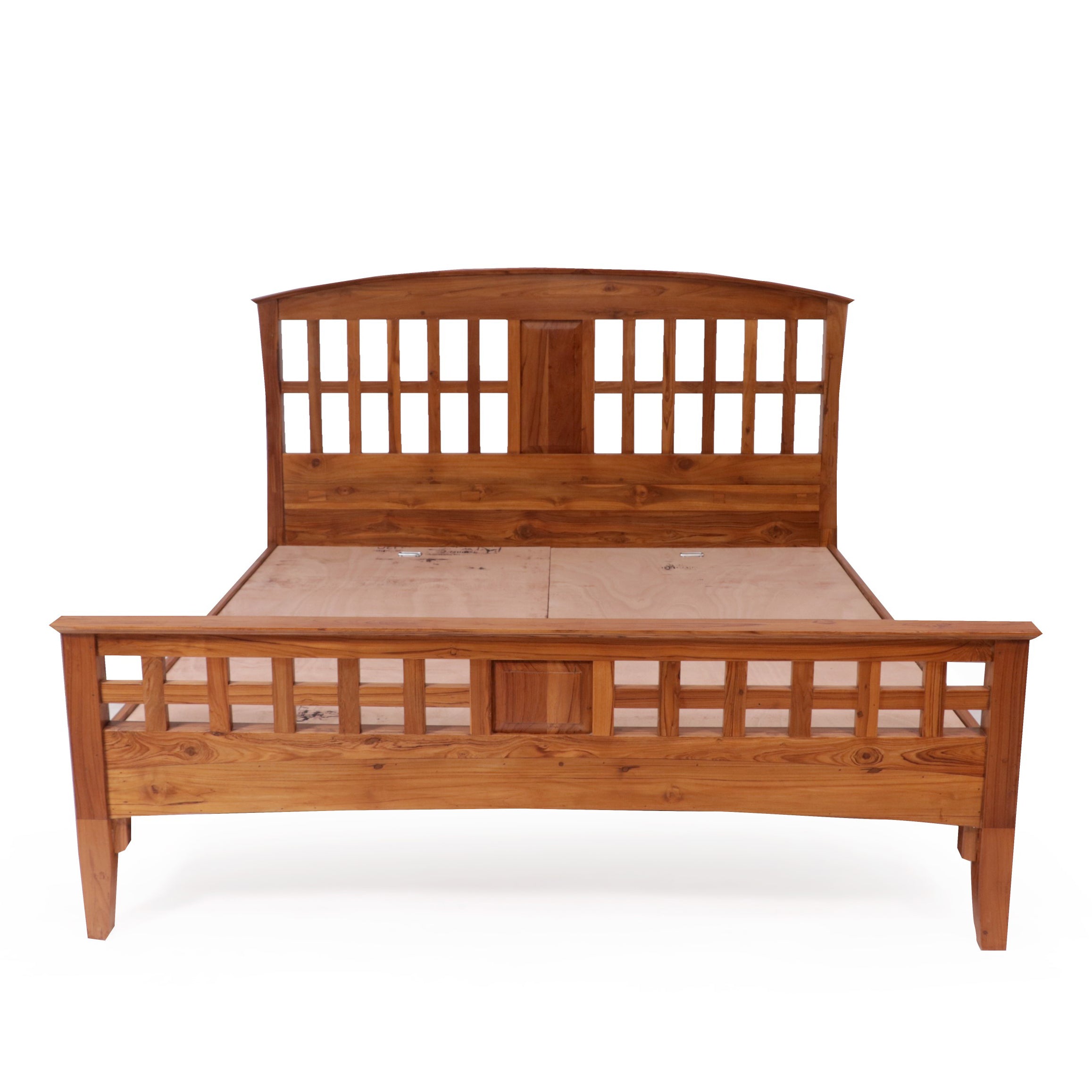 Rectangular Design Bed in Natural Light Brown Finish (Teak wood) Bed