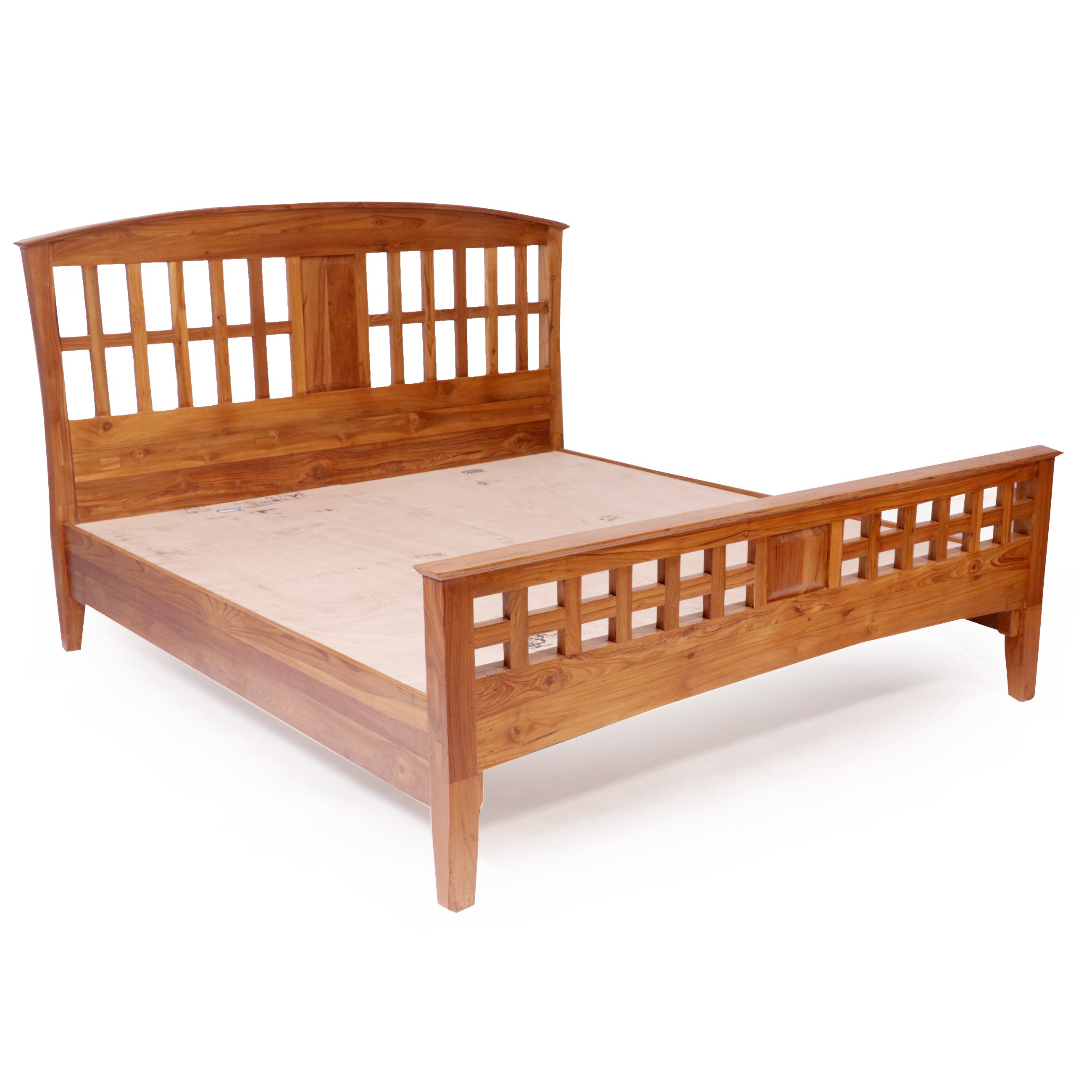 Rectangular Design Bed in Natural Light Brown Finish (Teak wood) Bed