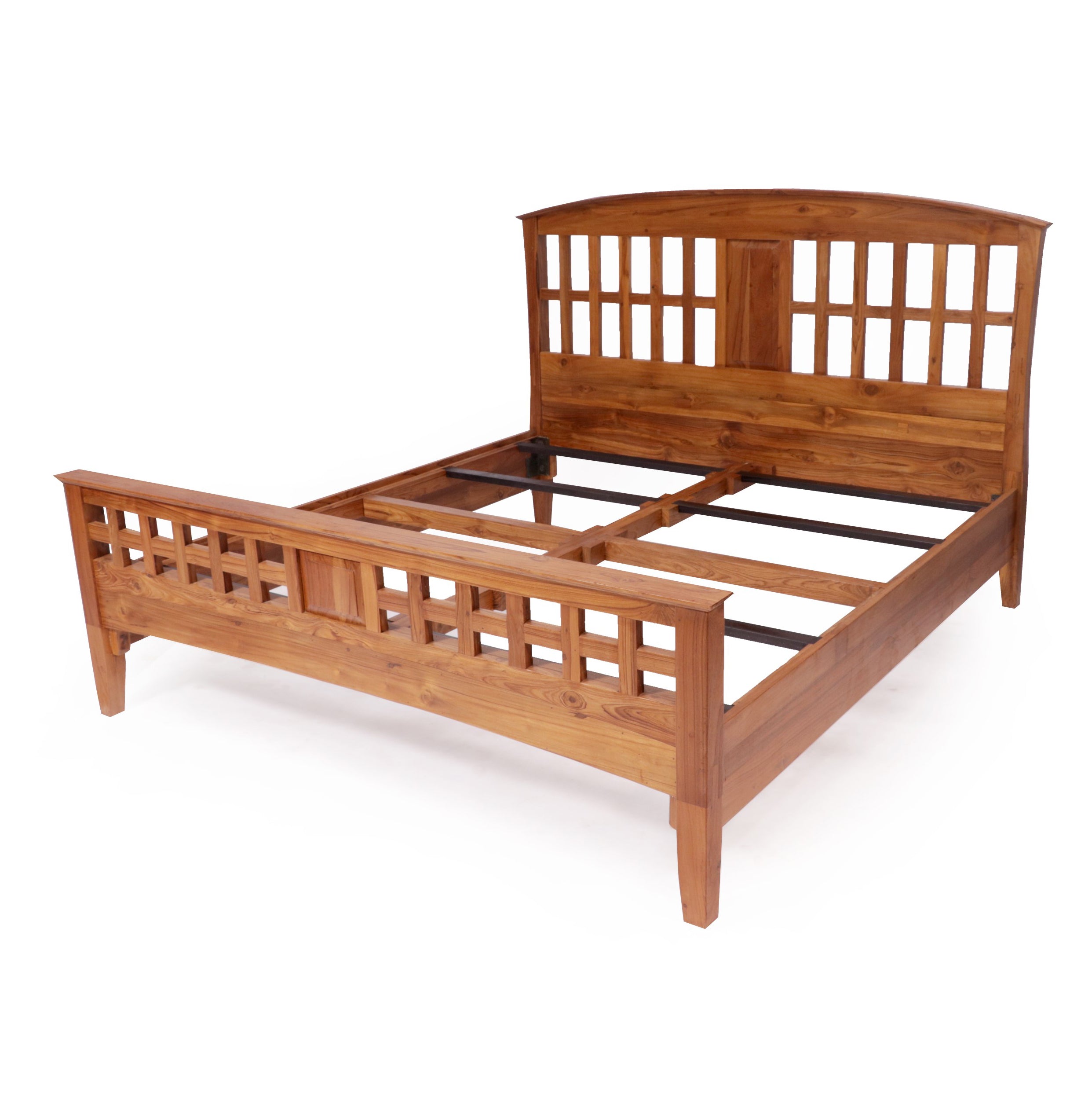 Rectangular Design Bed in Natural Light Brown Finish (Teak wood) Bed