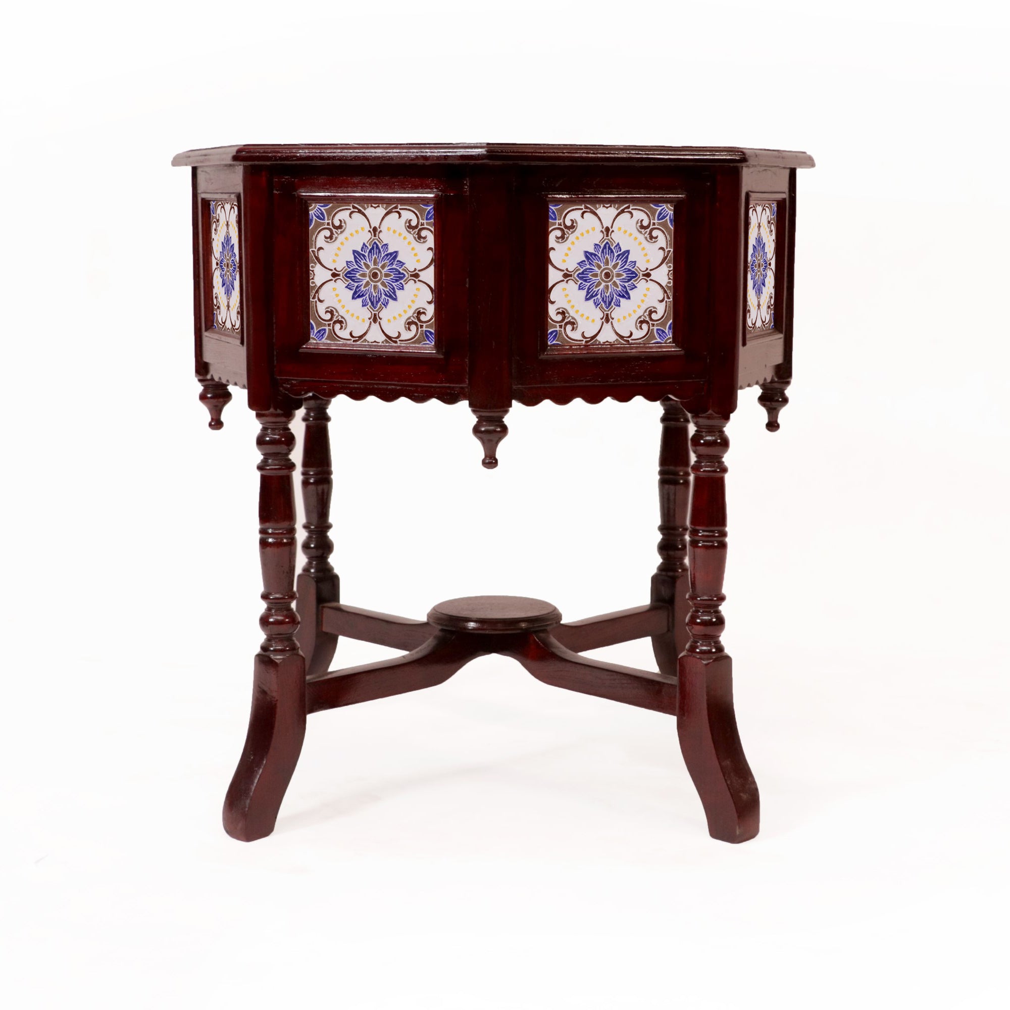 Classic Traditional Hexagonal Tiled Table End Table