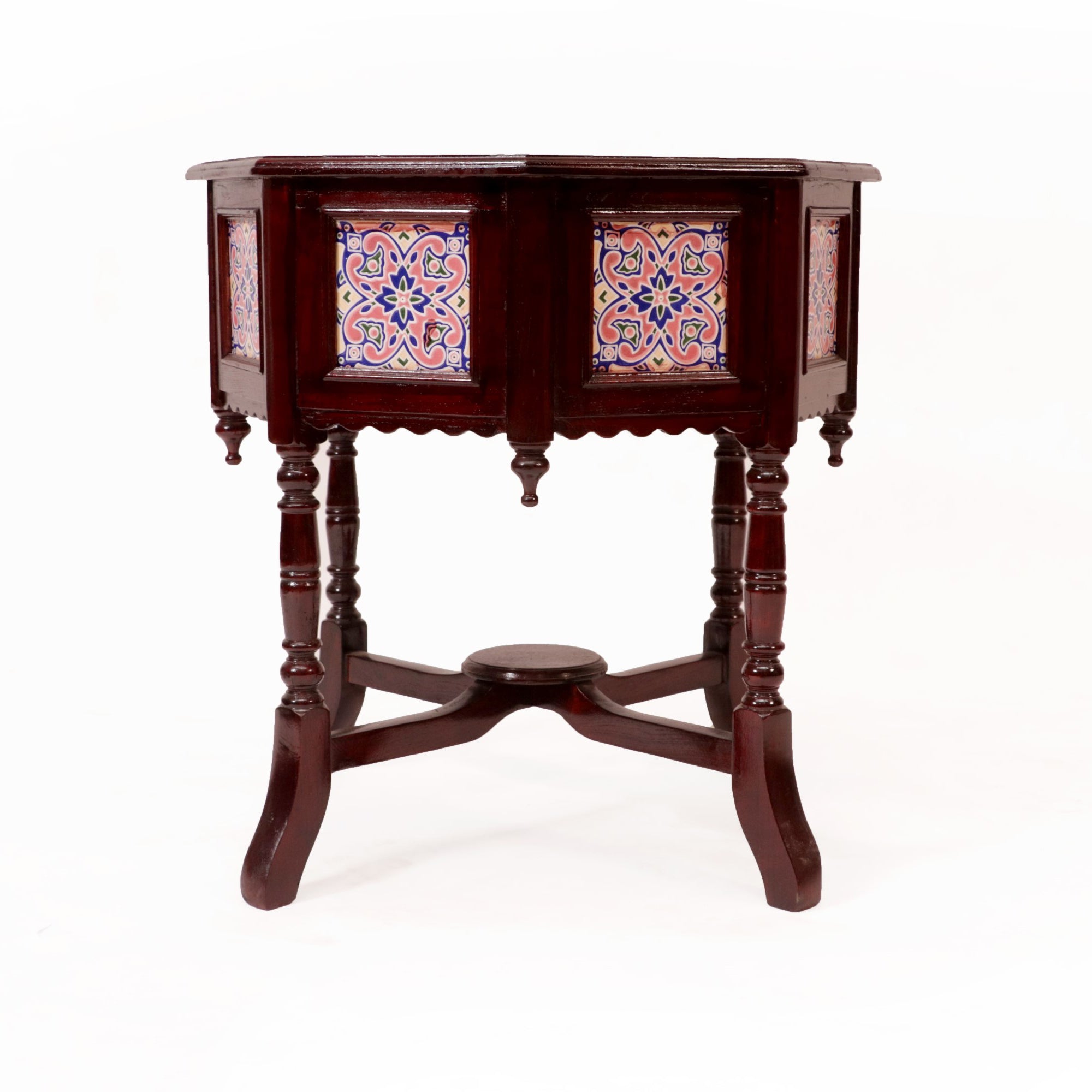 Classic Traditional Hexagonal Tiled Table End Table