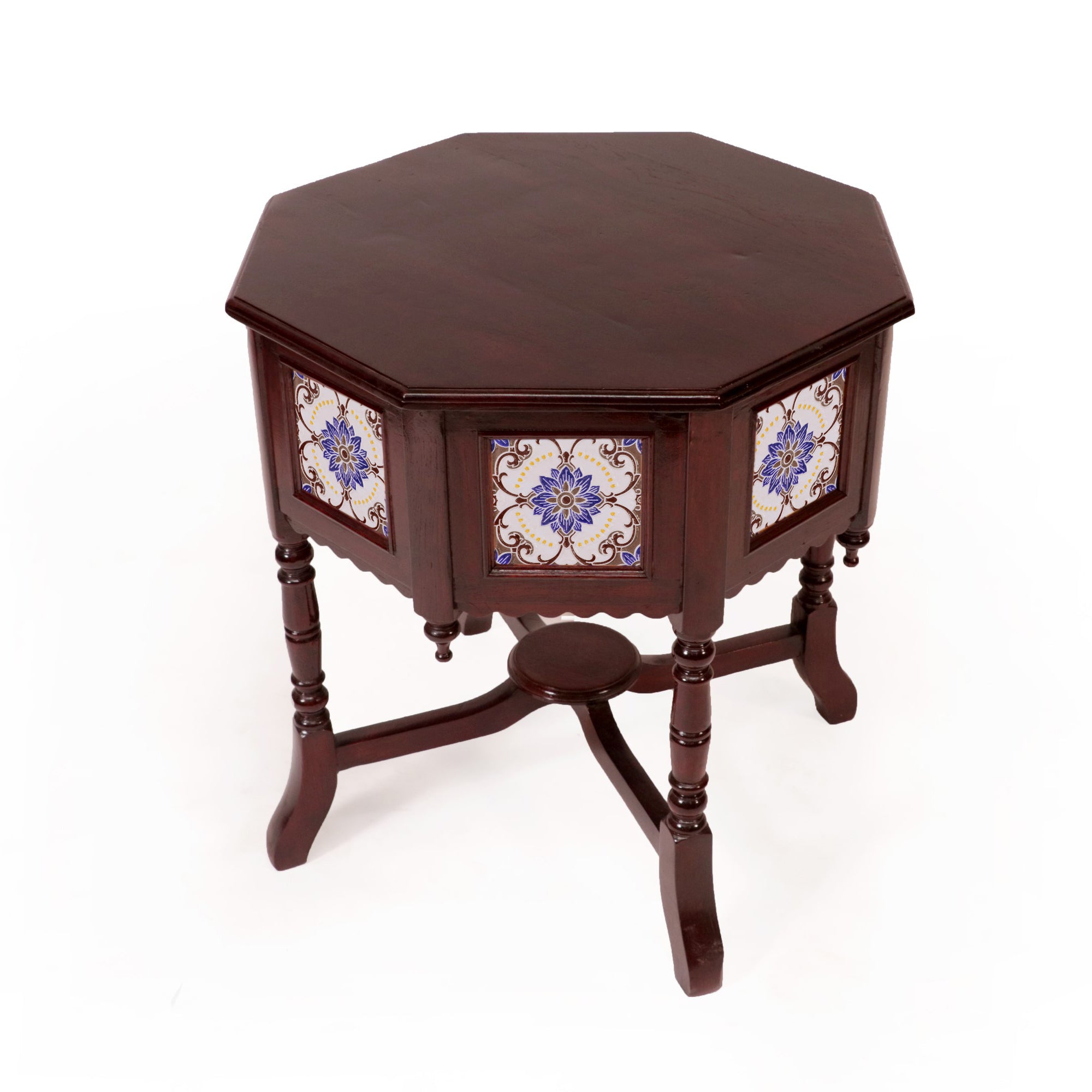 Classic Traditional Hexagonal Tiled Table End Table