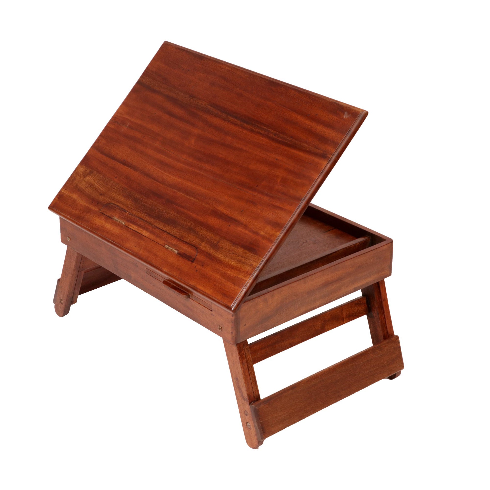 Wooden Lapdesk with Multi level leg folding with tray & Tilt Top Lapdesk