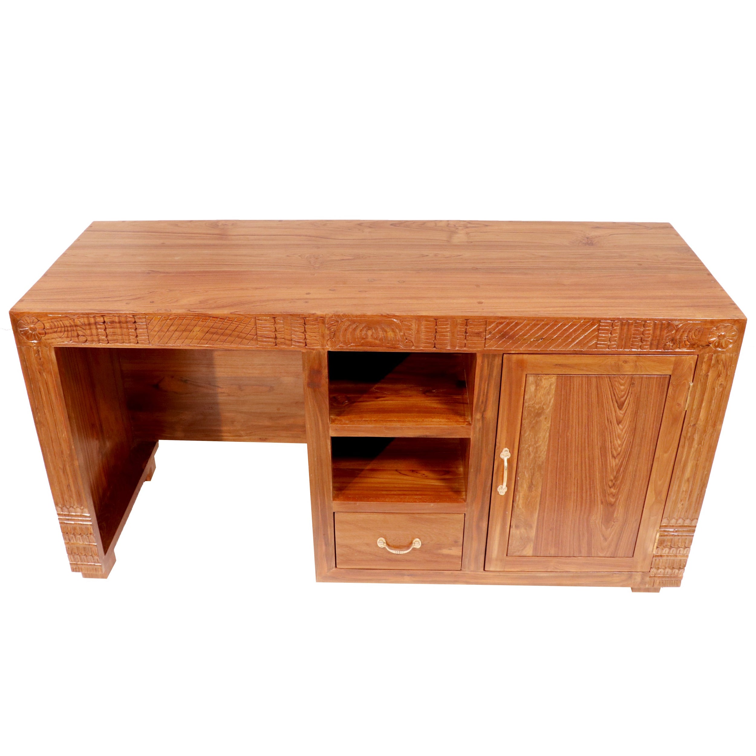Folk teak wood carved study table Study Table