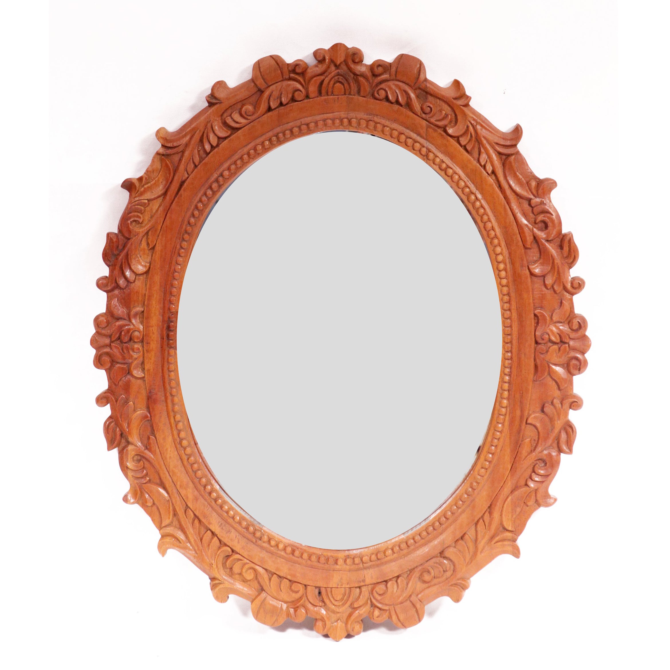 Wooden Sun flames carved round mirror Mirror