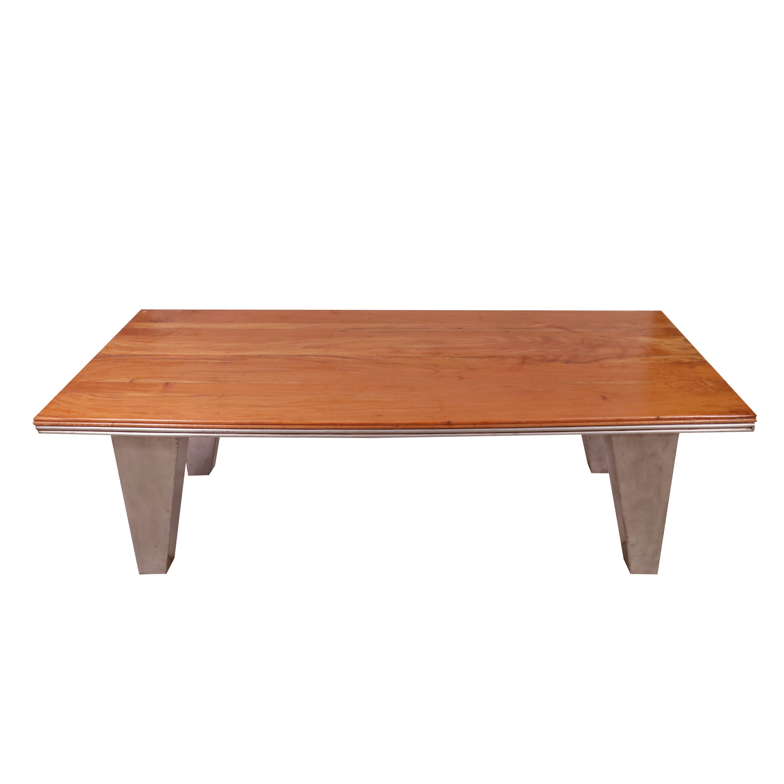 Metallic leg with Natural solid wood Top Dining Table Dining Table