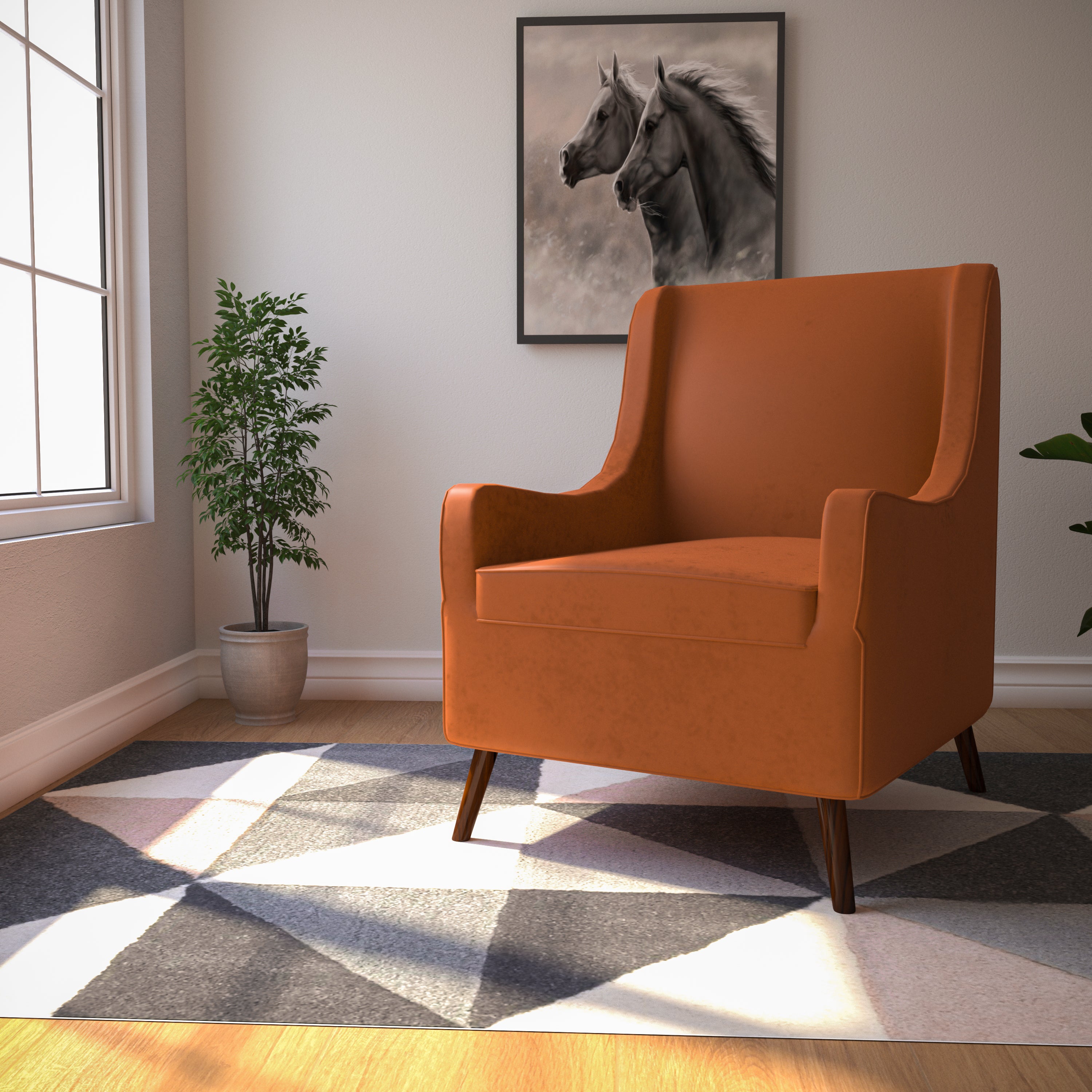 Bright Egyptian Sun Upholstered King Arm Chair Arm Chair