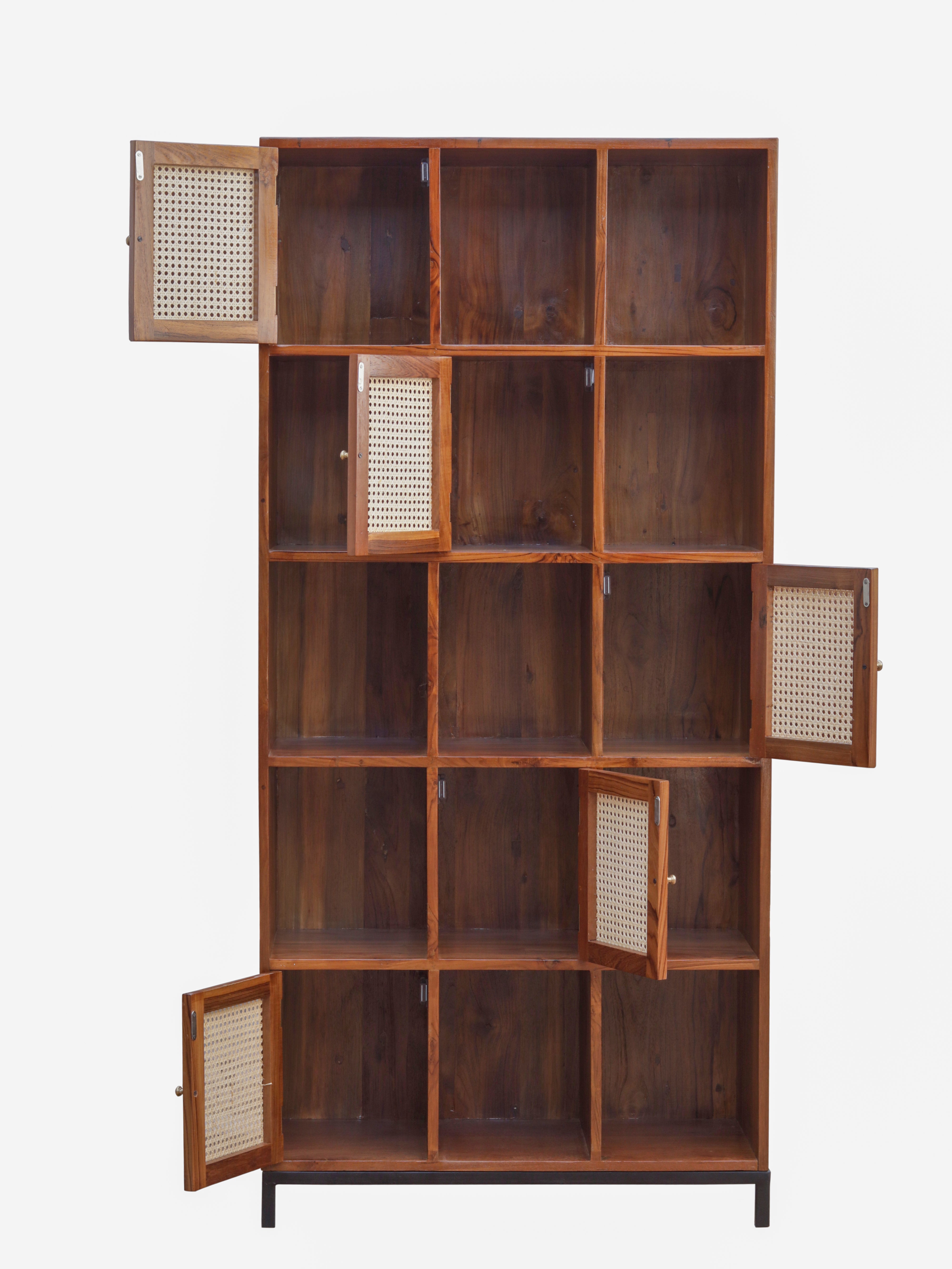 Antique Multi Cane Storgae Handmade Farmhouse Wooden Book Shelf for Home Book Rack