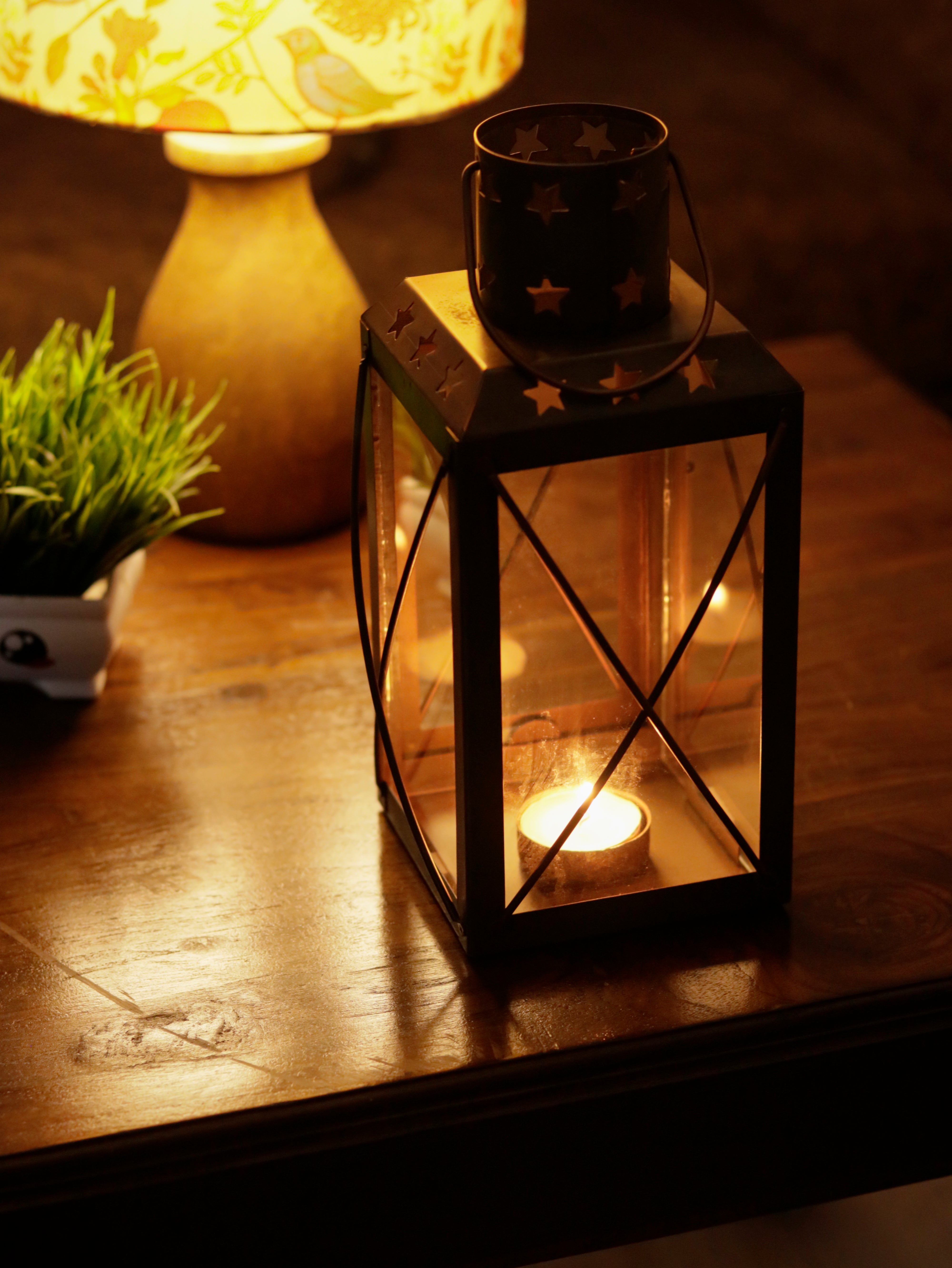 Vintage Cross Silver Metal Seasonal Lamp for Home Decor Candle Holder