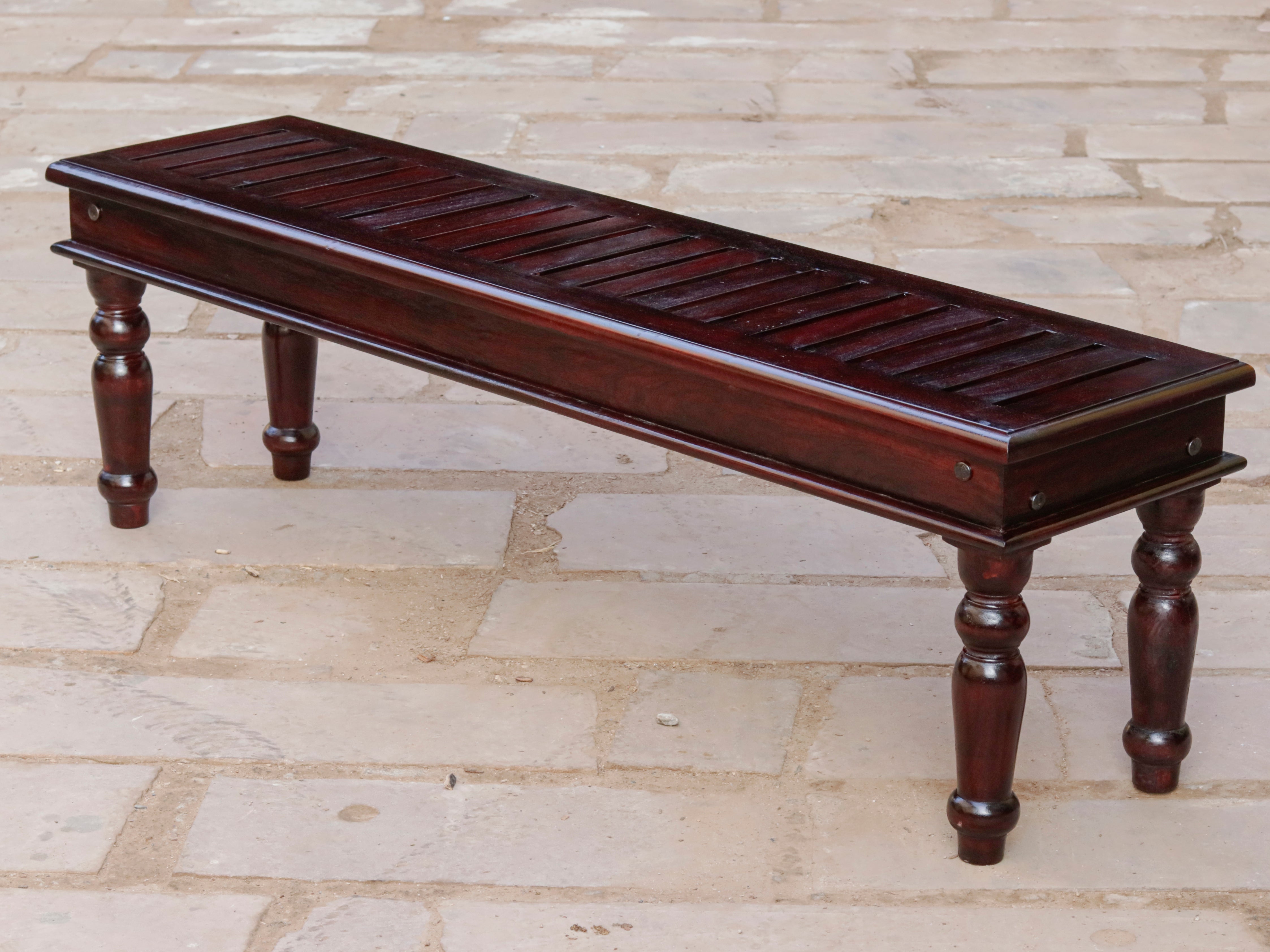 Delight Dark Mahogany Stripped Wooden Handmade Seating Bench Bench