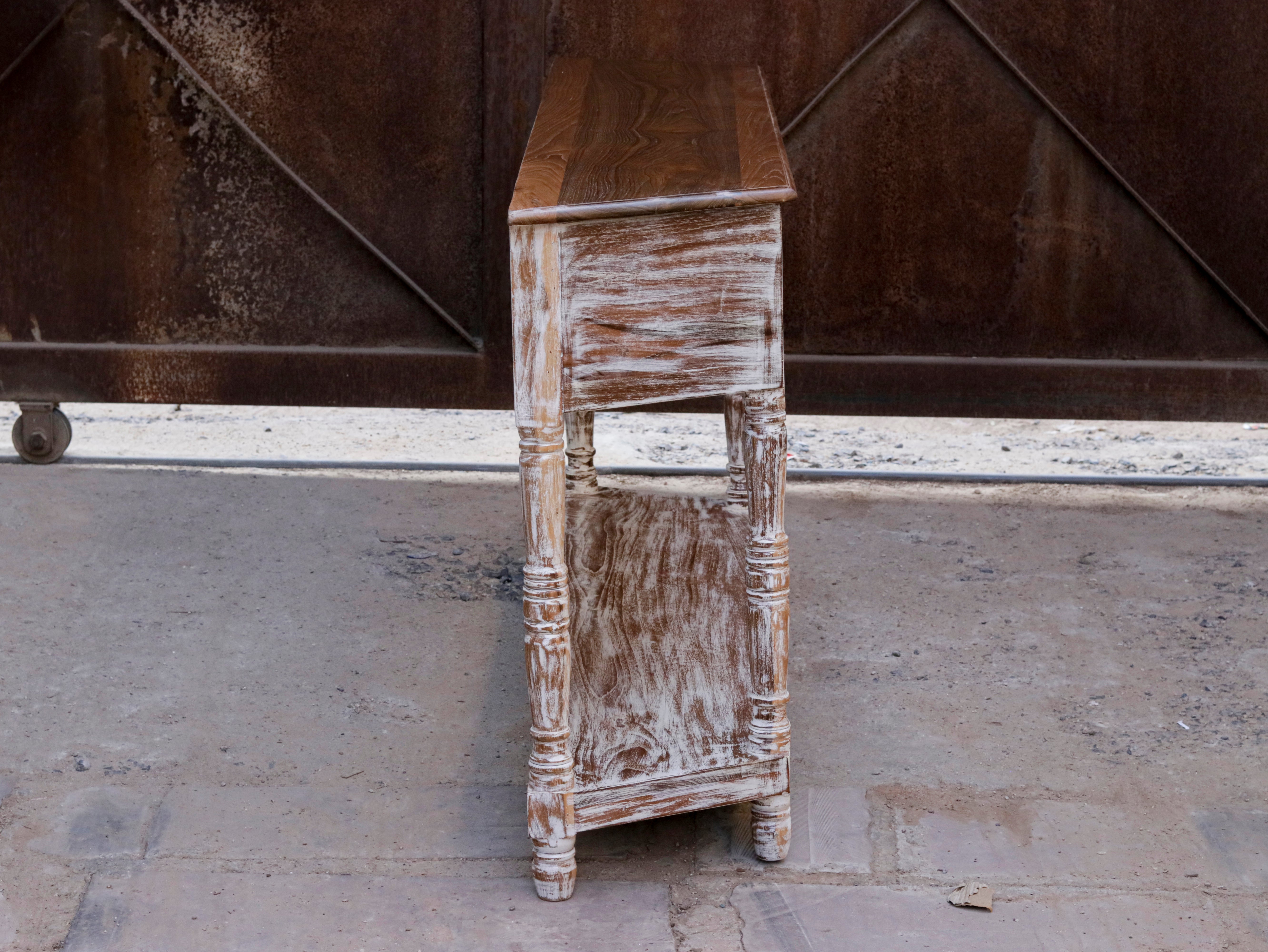 Aesthetic Vintage White Distressed Finished Wooden Console Table Console Table