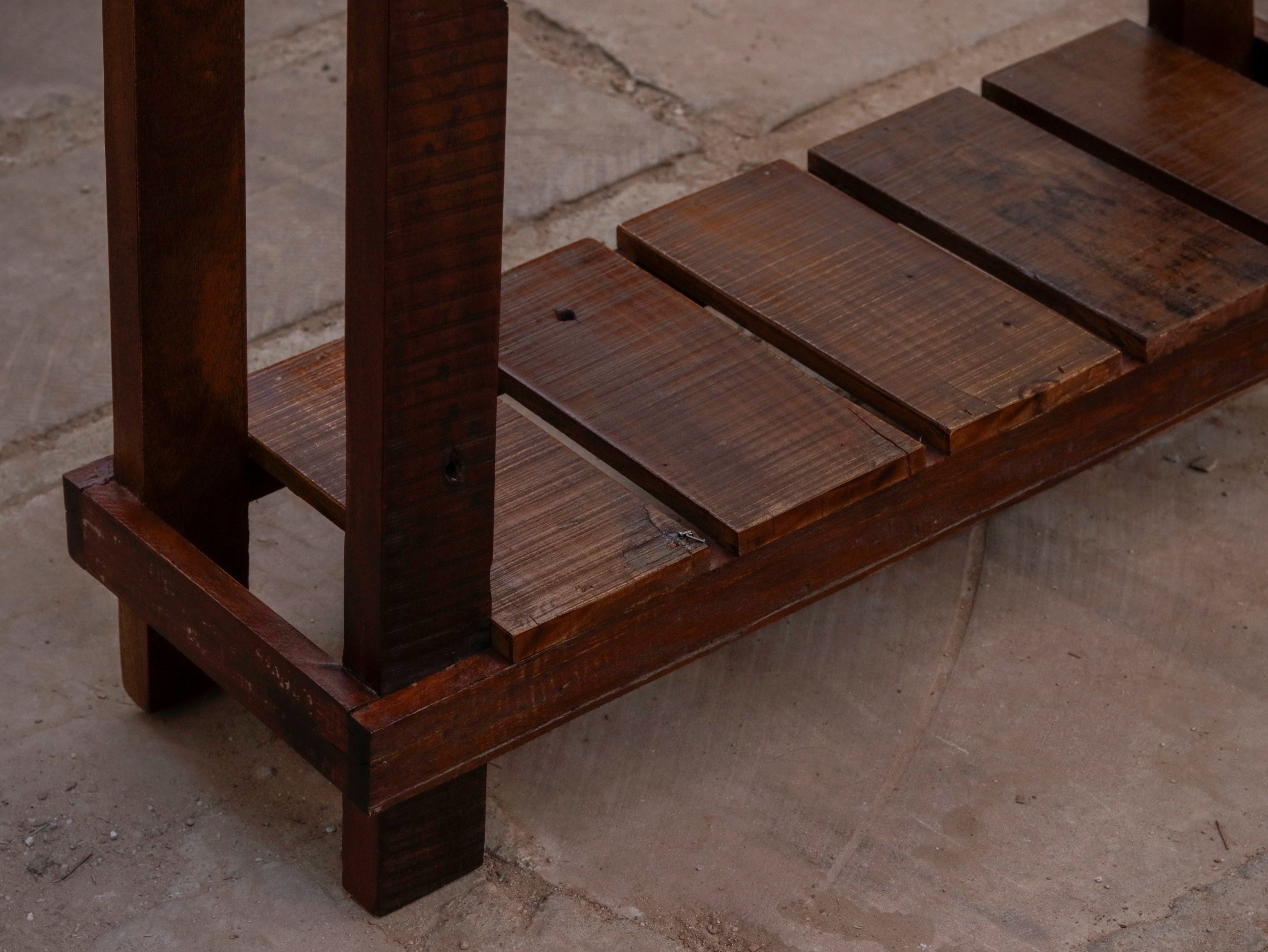 Old Natural Brown Italian Style Handmade Wooden Console Table with Bottom Storage Console Table