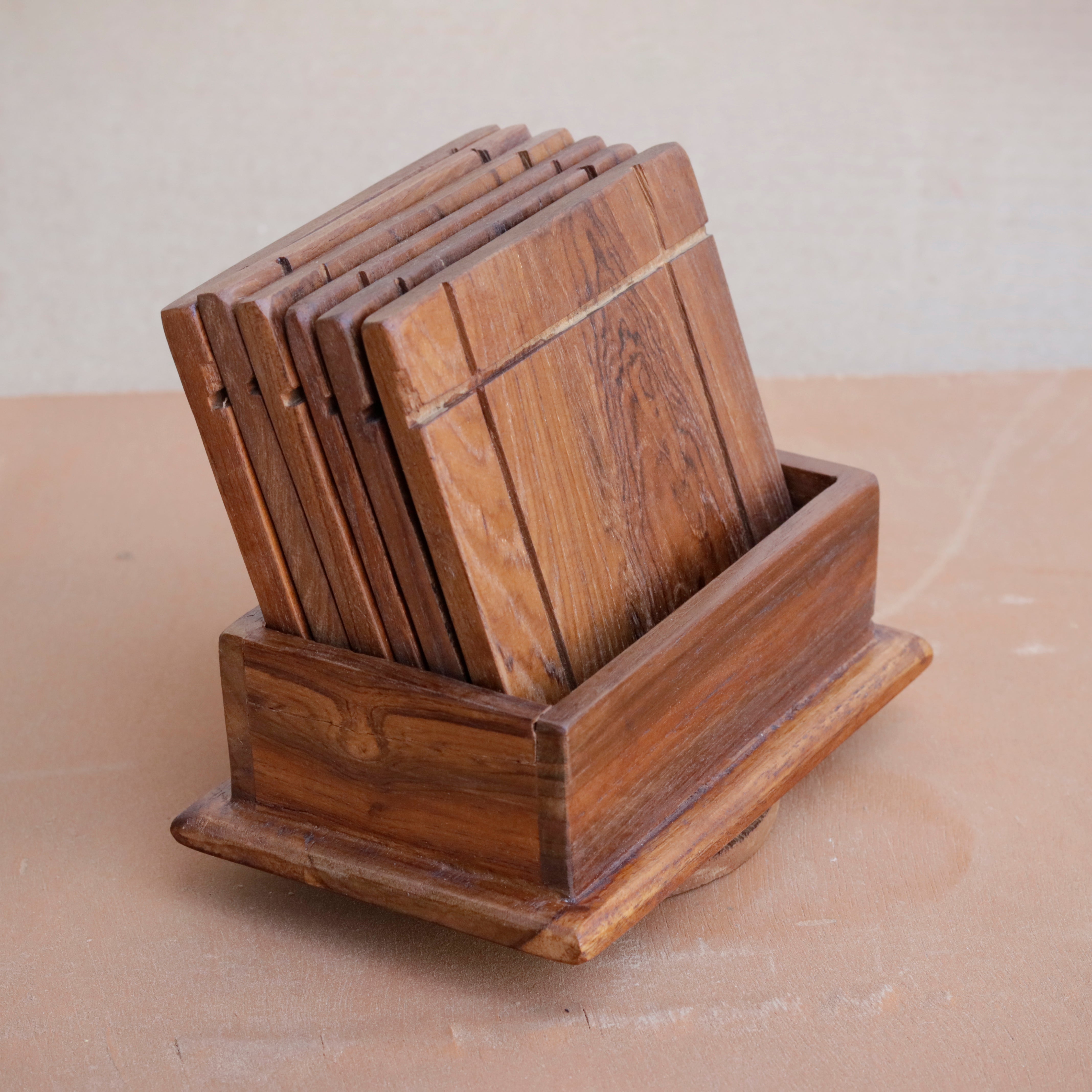 (Set of 6) Teak Wood Tea Coaster Coaster